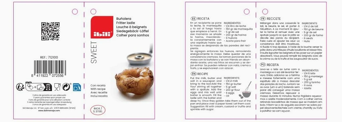 Ibili, 712100, łyżka do nakładania donutów, ze stali nierdzewnej