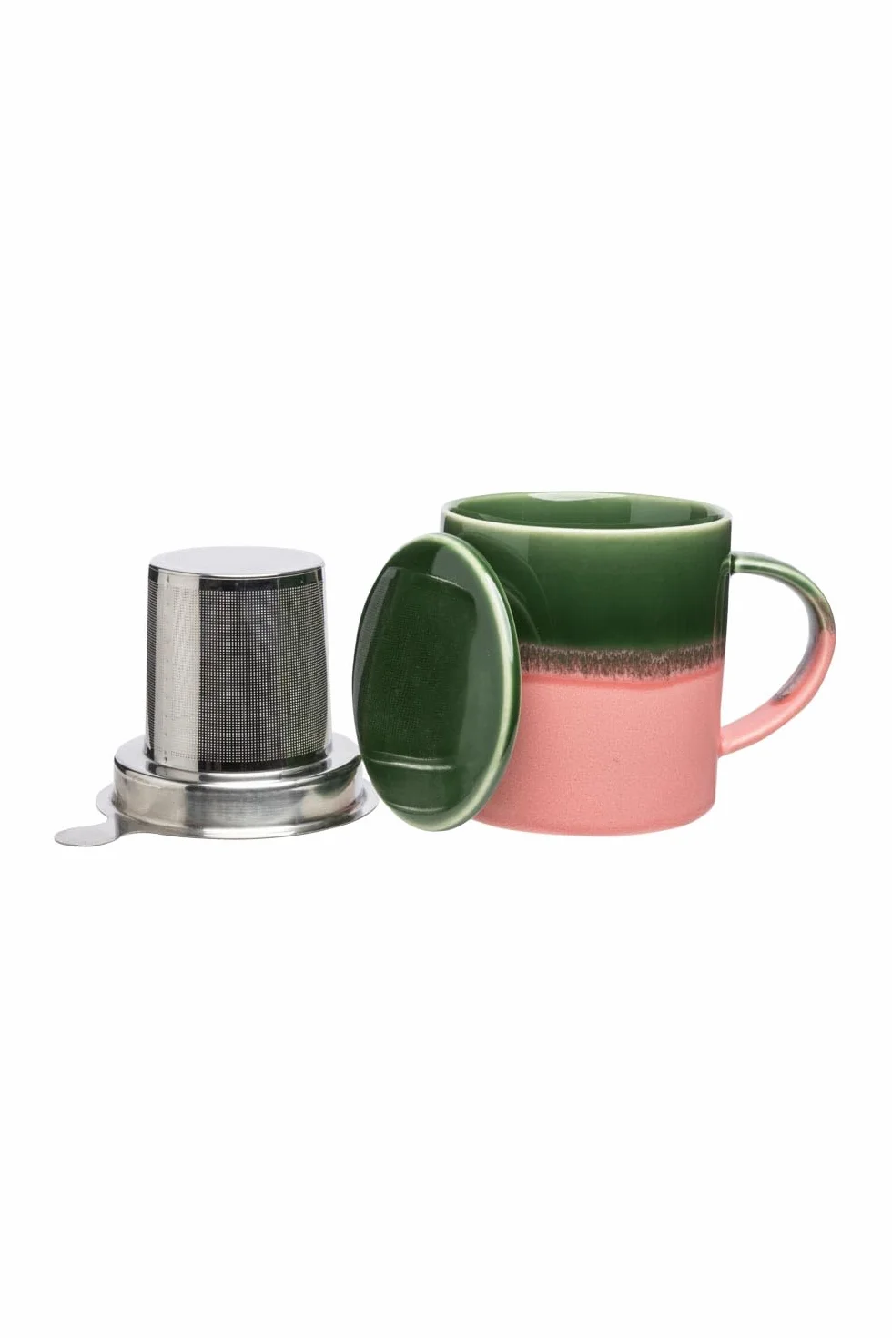 Tranquillo Filiżanka Ceramiczna do Herbaty z Sitkiem i Pokrywką, Kubek Kamionka, 410 ml