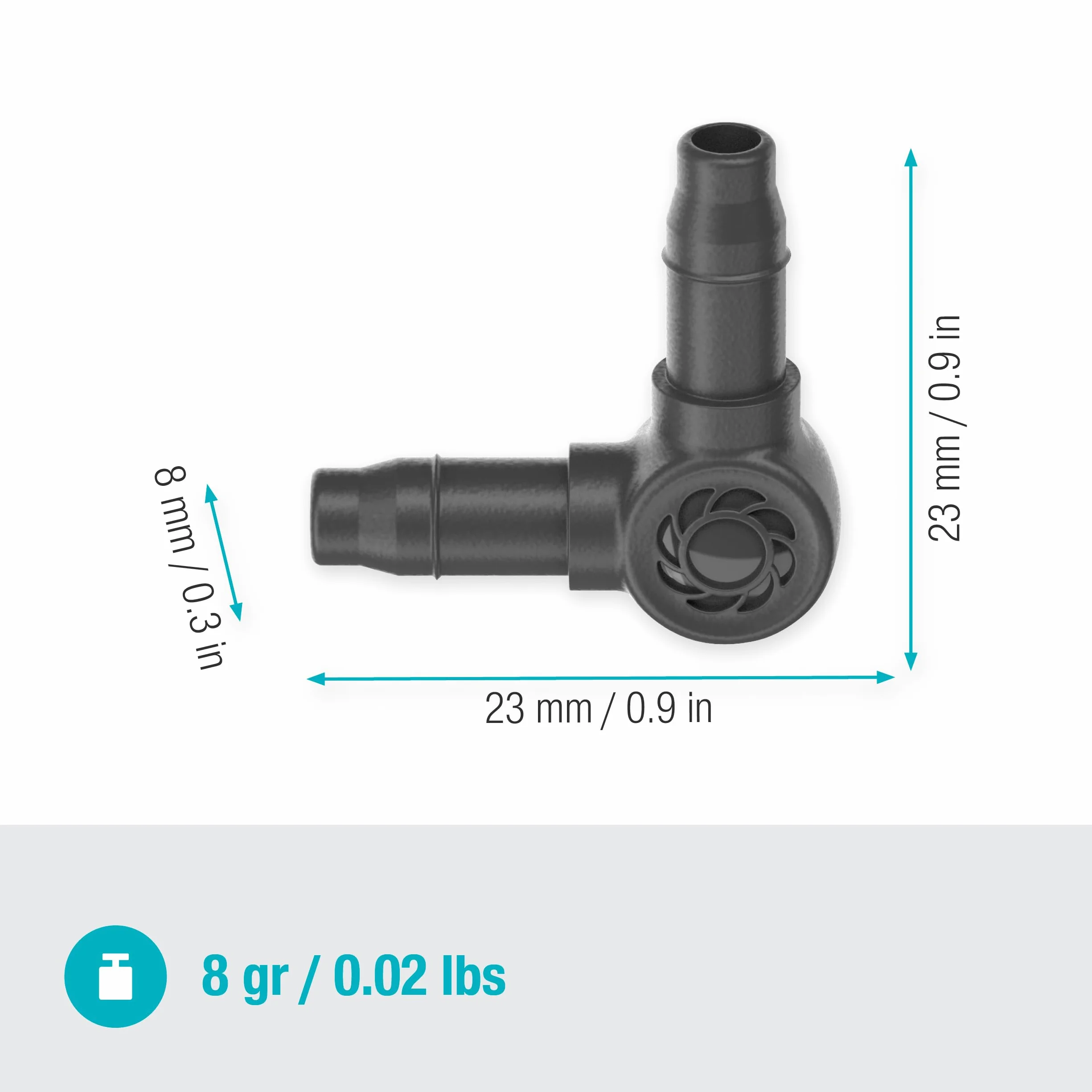 Gardena System Micro-Drip element L 4,6 mm (3/16 cala): Do zmiany kierunku o 90 stopni rur rozdzielających i kroplujących, instalacja bez zagięć, technika połączeniowa Easy & Flexible (13212-20)