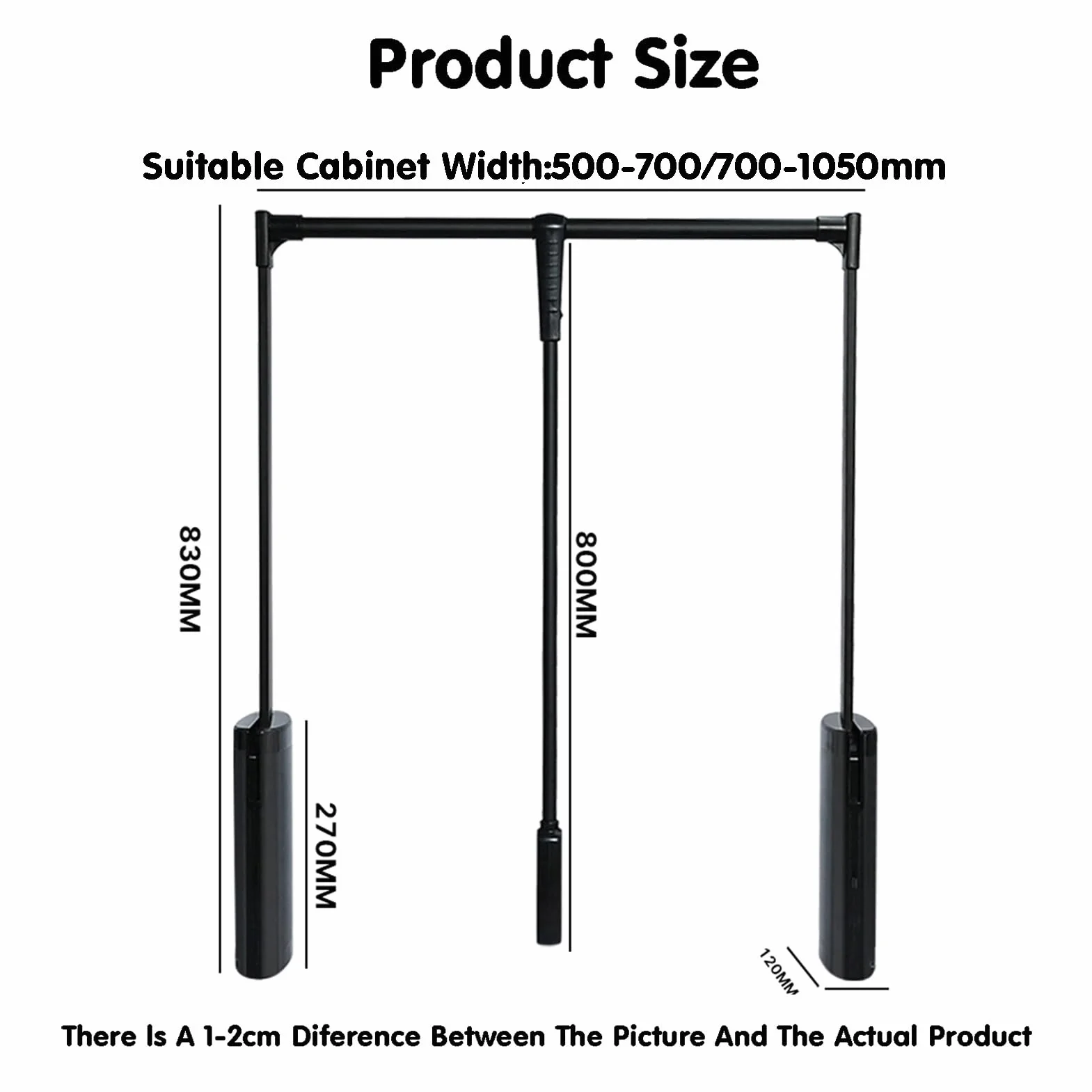 Rozkładany Wieszak Na Ubrania, Rozkładana Szyna Do Szafy, Pogrubiony Stop Aluminium(White,70-105cm)