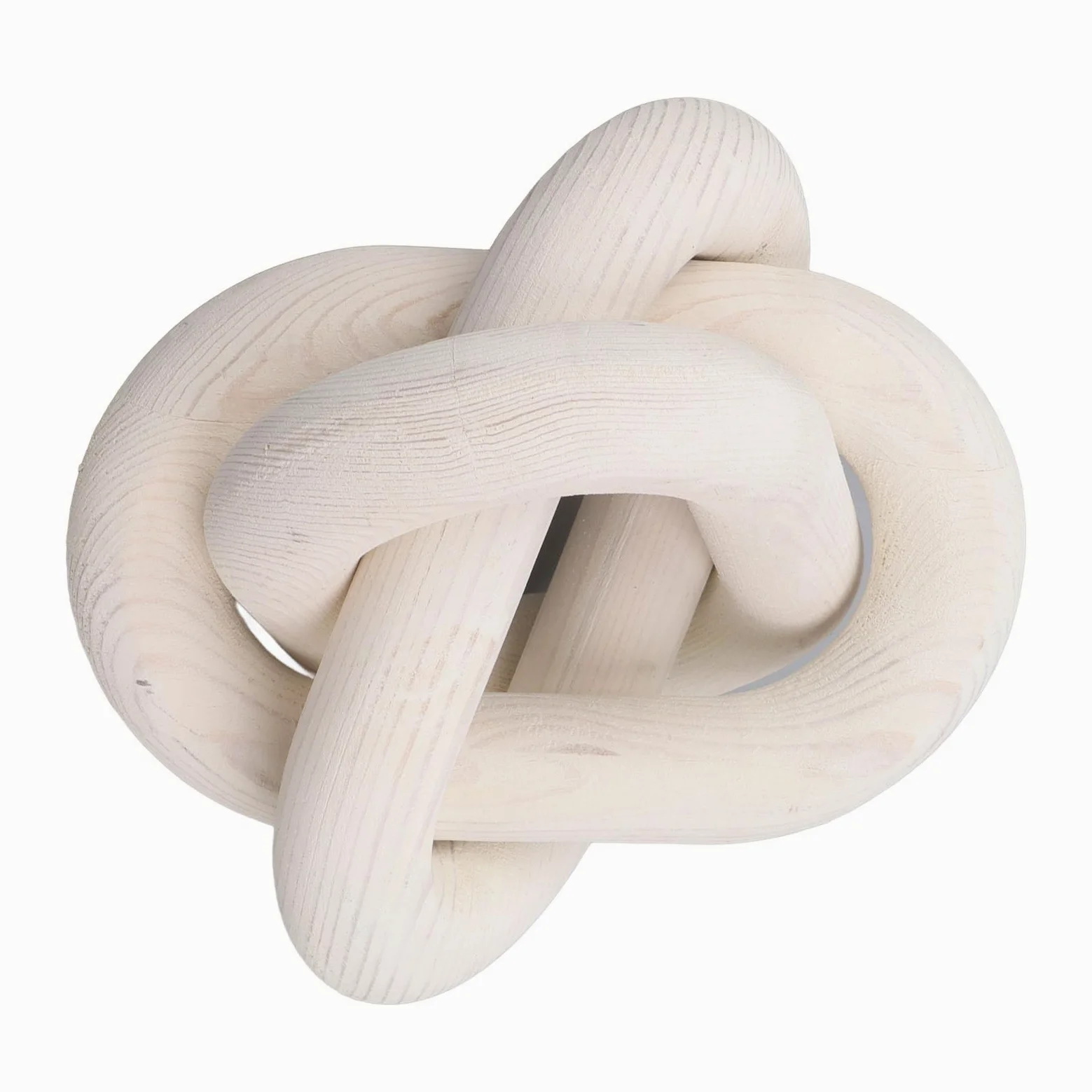 3 Link Wood Chain Link Decor Wood Knot Decor, Home Decor Półka Ręcznie Rzeźbione Boho Wood Knot do Sypialni, Salonu, Wystrój Stolika Kawowego (Biały)