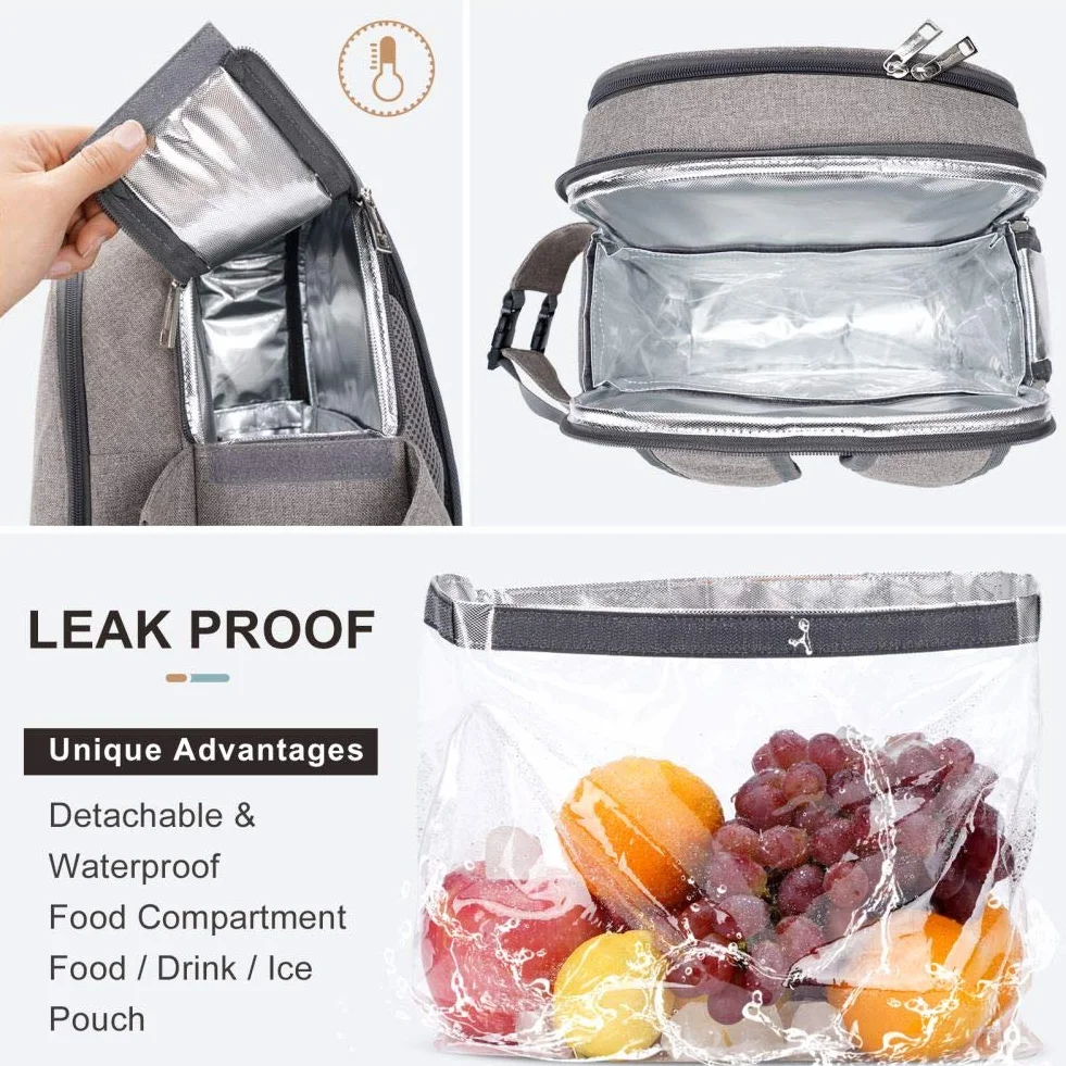 HappyPicnic Isolierter Picknickrucksack für 4 Personen mit komplettem Geschirr, geräumigem Kühlfach, Flaschenhaltern und großem wasserdichtem Picknick-Teppich