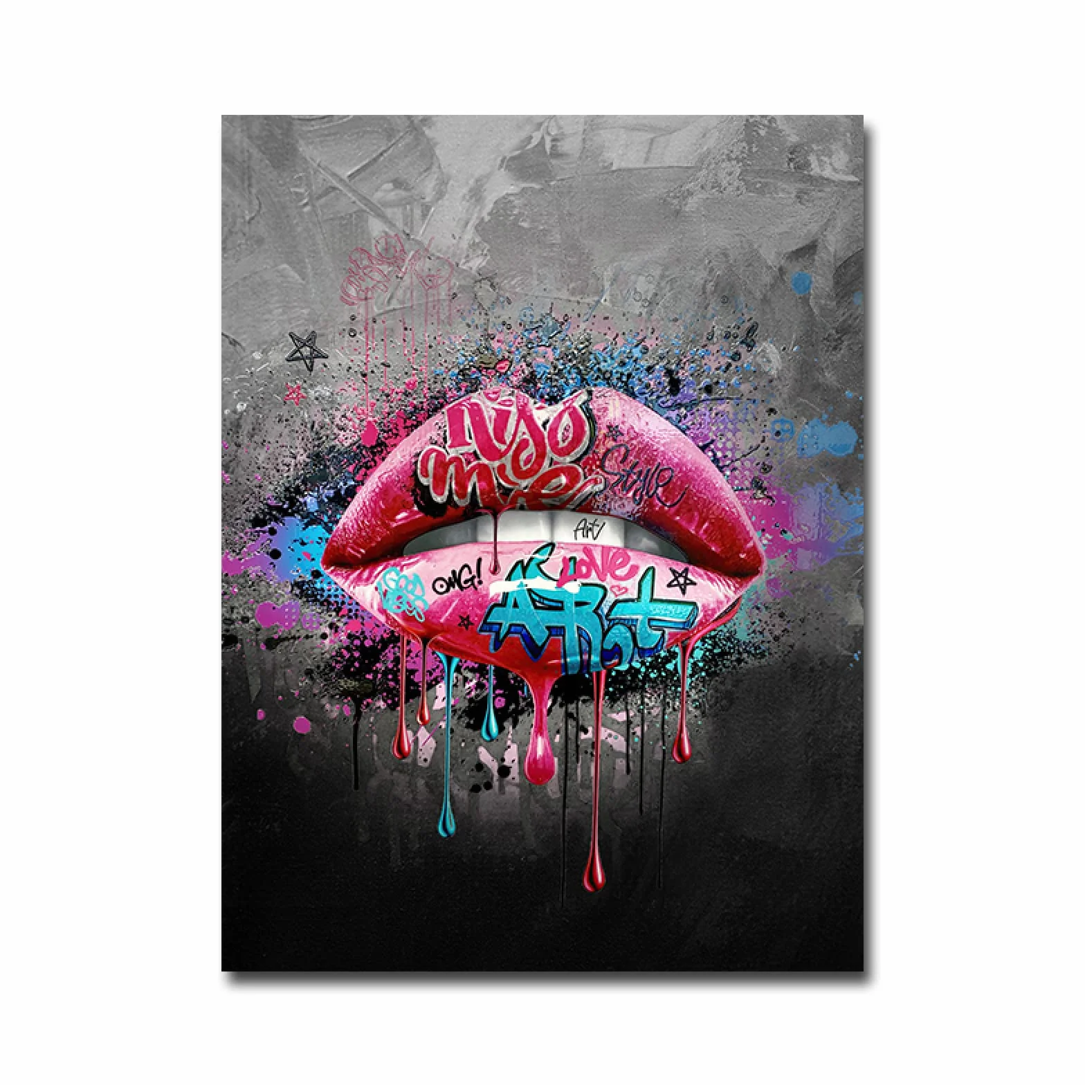 Pop Street graffiti sztuka dziewczyna usta obraz na płótnie sztuka ścienna plakaty wydruki obrazy ścienne do salonu sypialni domu dekoracja ścienna bez ramy 60 × 80 cm × 2 szt