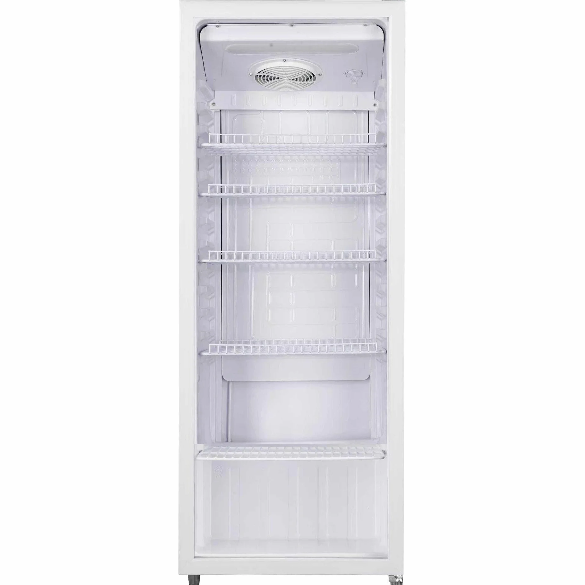 Lodówka Bomann® z drzwiami szklanymi, Klasa energetyczna C, 143 cm, Lodówka na napoje 2-12°C, MultiAirflow, 5 półek drucianych, Odwracalny zawias drzwi, 236 l, Chłodziarka na butelki, KSG 7292, biała