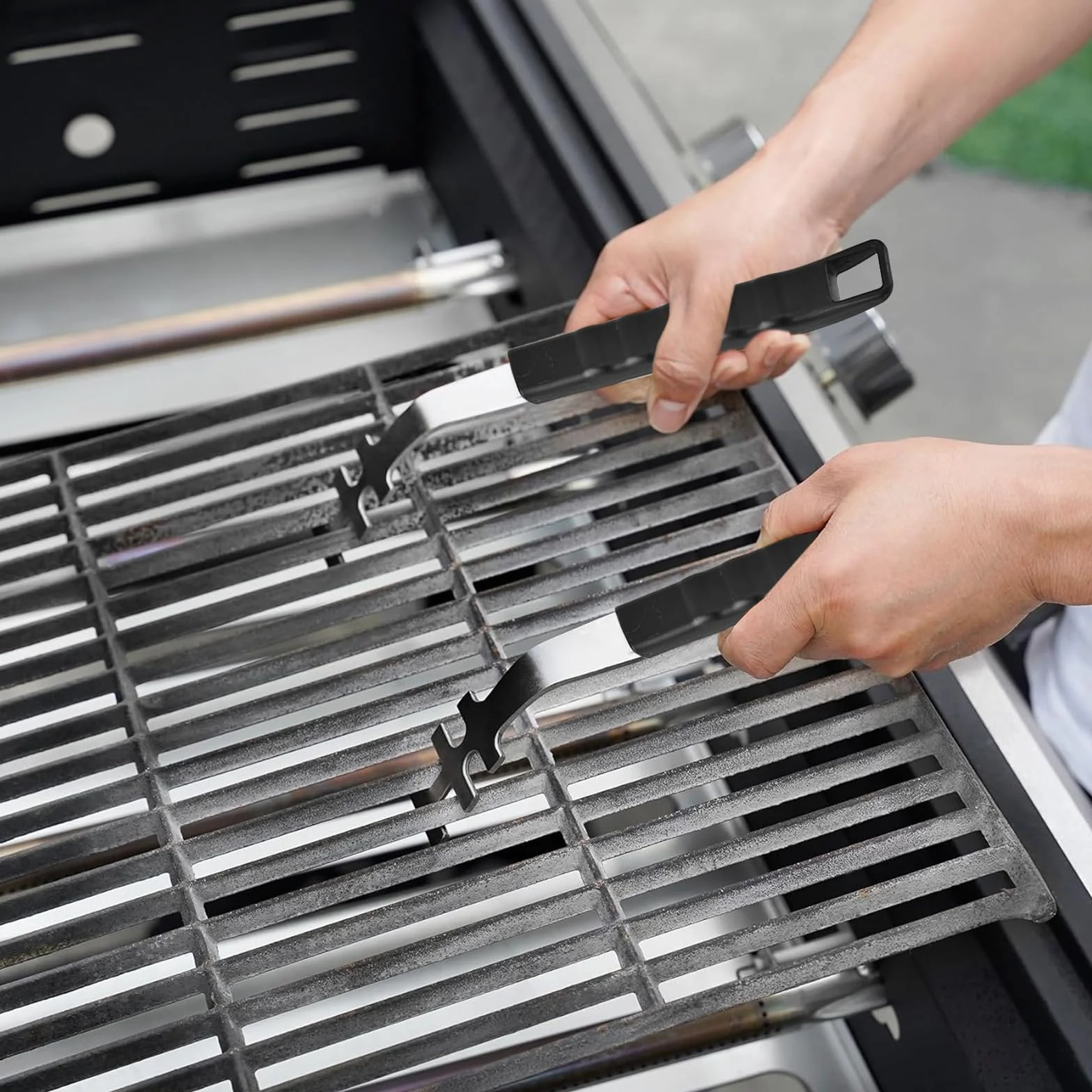 2 Sztuk Wielofunkcyjne Narzędzia Grillowania Grill Stali Nierdzewnej Odporna Ciepło Ochrona Uchwytu Poślizgowego Akcesoria Grillowania Uniwersalne Grill Stali Nierdzewnej Domowe Przyjęcia