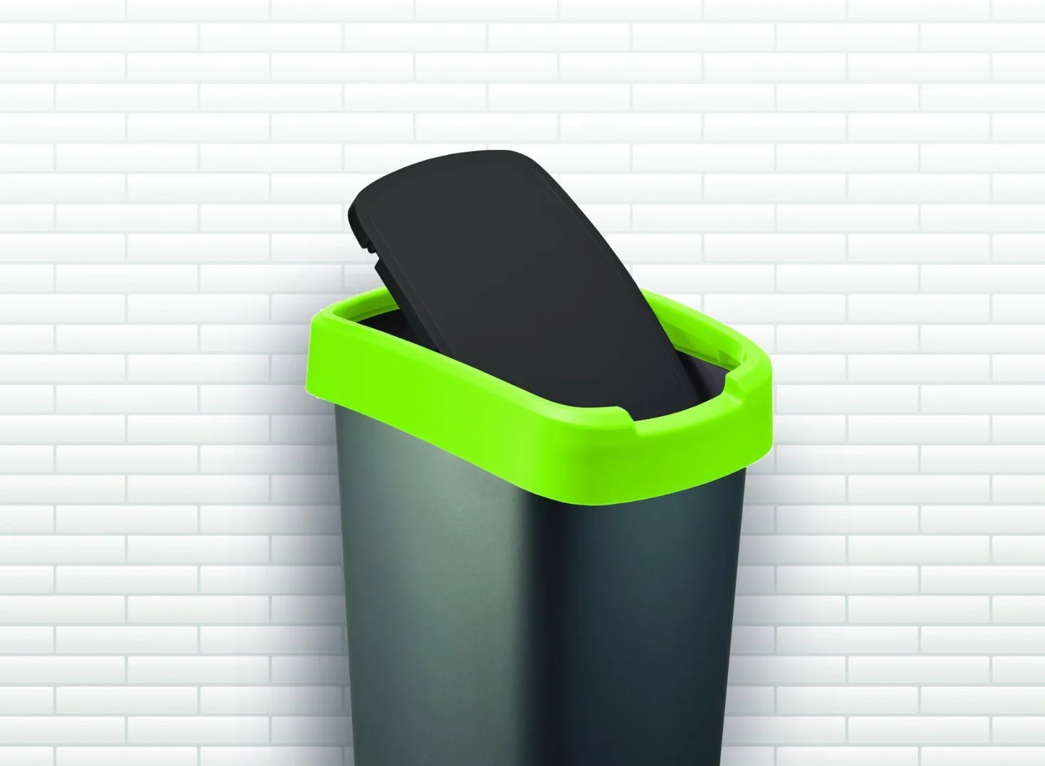 CURVER Abfalleimer "FLIP BIN" 10L Kosz na śmieci, srebrny/zielony, 18,9 x 23,5 x 35