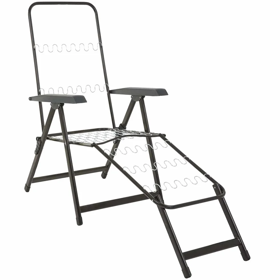 PATIO Leżak ogrodowy z podnóżkiem Lena Lounger rozkladany podłokietniki szary poduszka