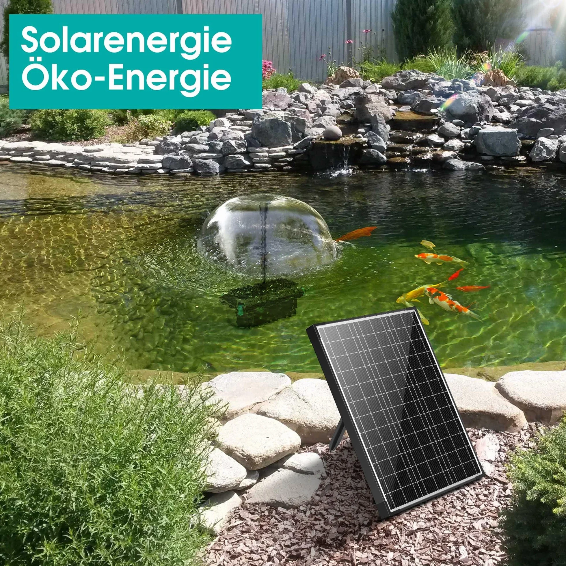 Biling Solarny filtr do stawu 20 W, zestaw 875 l/h, pompa z 4 dyszami i regulatorem przepływu, kabel 5 m, do stawu ogrodowego, fontanny, mały staw rybny, do zabawy na zewnątrz, przyjazny dla