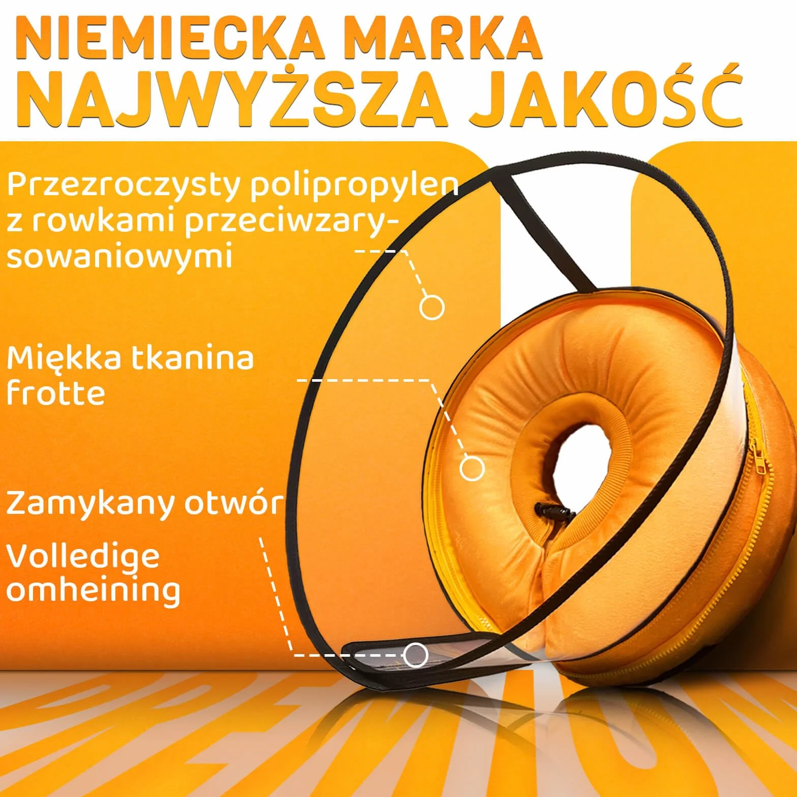 Aschpas® 2 w 1 Obroża dla psa Lejkiem, Nadmuchiwane Obroże dla psa po Operacji, Lejek dla Kota, Kagańce (Rozmiar 4 (37-42cm))