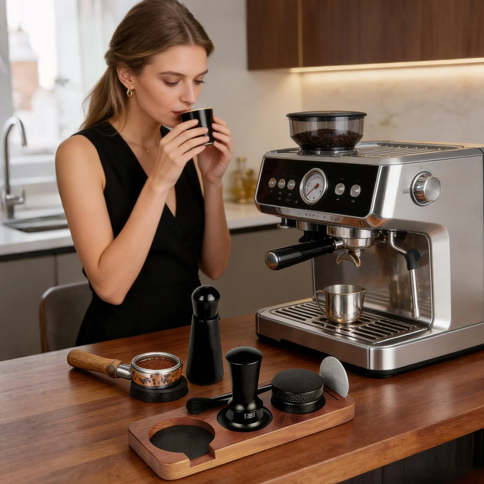 Ubijak do espresso Narzędzia do ubijania kawy 58 mm | Tamper do espresso do użytku komercyjnego Do użytku na blacie, do zastosowań komercyjnych, w podróży, do domu, w kawiarni, w