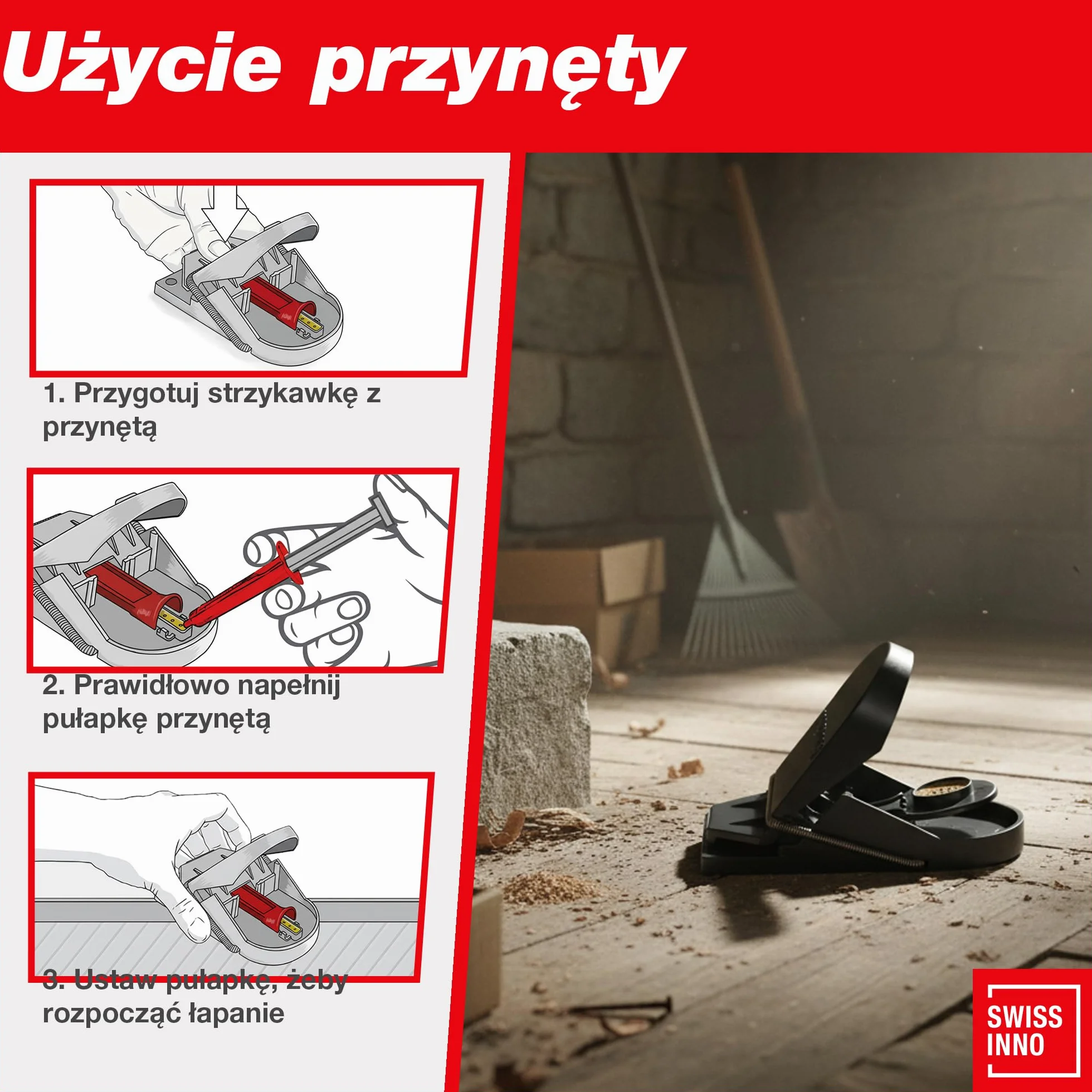 SWISSINNO SuperCat Przynęta Zapasowa w Strzykawkach z Masłem Orzechowym do Pułapek na Myszy i Szczury – Skuteczny Wabik Pokarmowy, Kompatybilny z Pułapkami SuperCat, 2 szt.