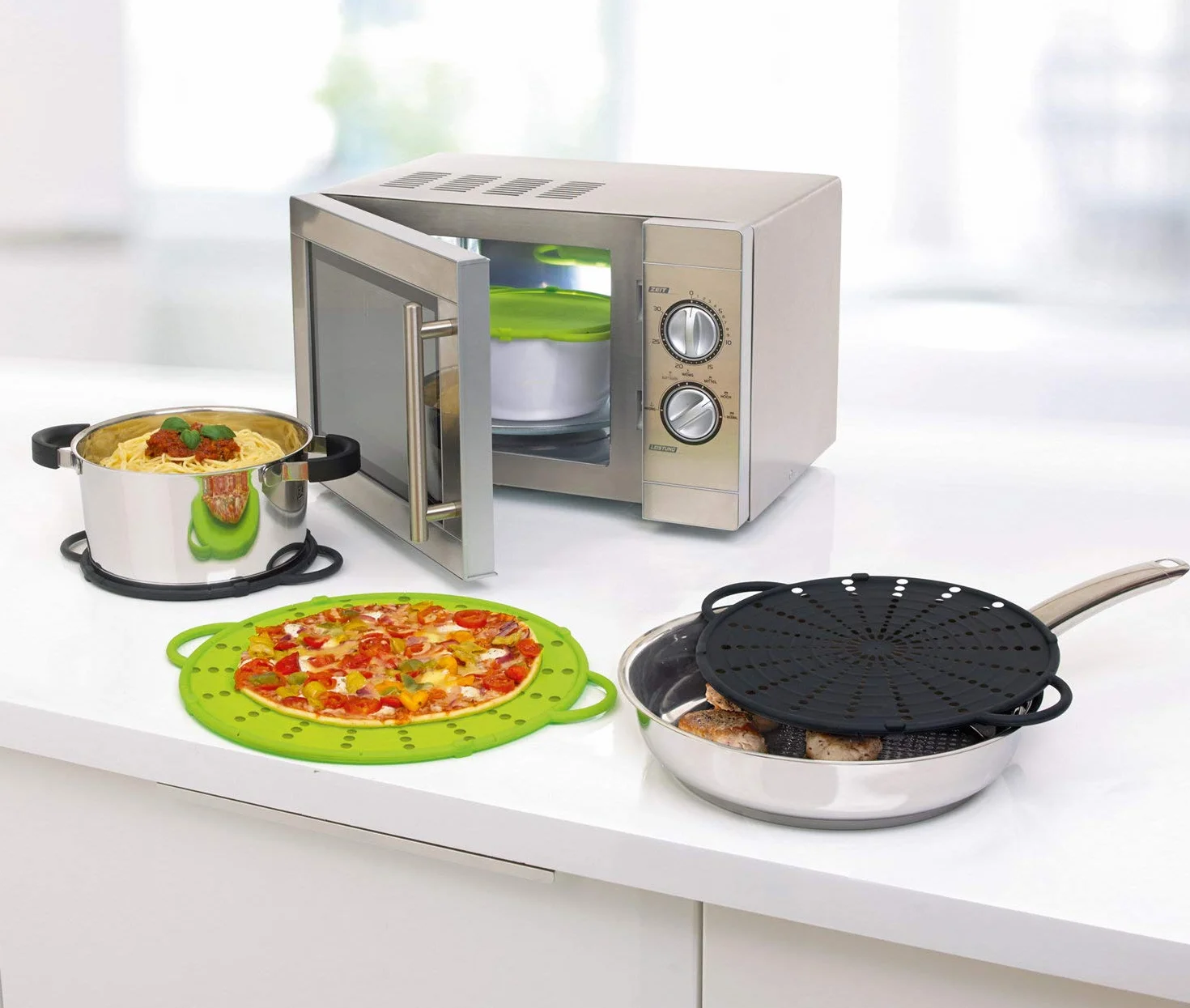 EMSA 514560 Smart Kitchen silikonowa osłona przed rozpryskami, Ø 26 cm, szara