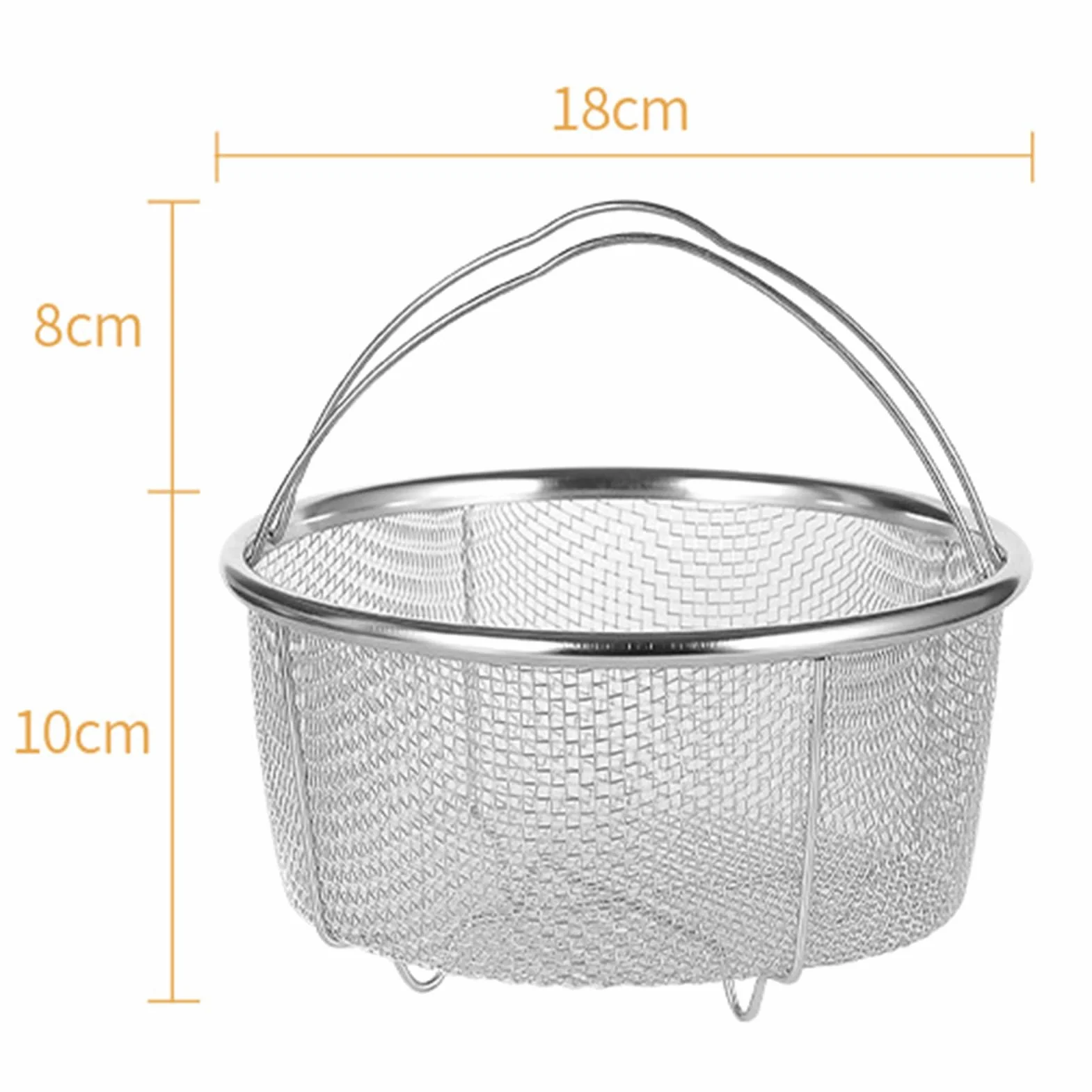 HEEPDD Siatkowy kosz do gotowania na parze, kosz sitkowy ze stali nierdzewnej z uchwytem do szybkowaru, smażenie, mycie parą (18 cm)