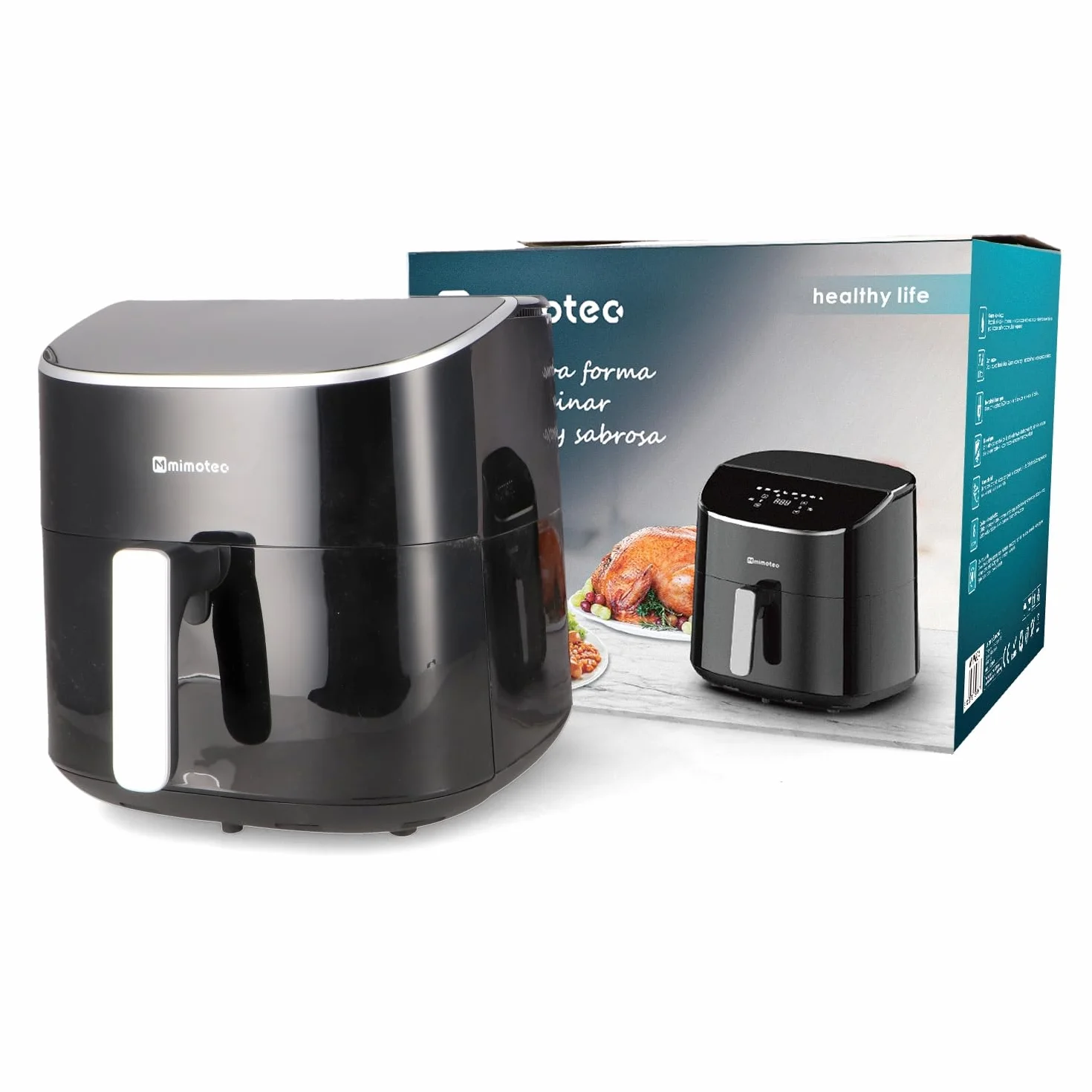 M mimotec Frytkownica na powietrze Serena Touch 7,6 l – bezolejowa frytkownica na powietrze, 2000 W, 8 menu, sterowanie dotykowe, regulowany minutnik 60 minut, 80-200 °C, redukcja tłuszczu, idealna do