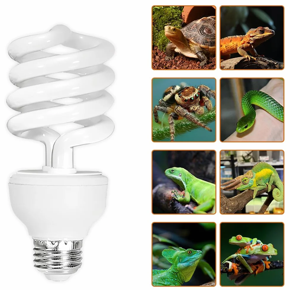 UVB lampa terrarium, 26 W UVA UVB 10.0 lampa UVB terrarium, E27 lampa UV dla gadów, do terrariów z gekonem lamparta, żółwie, bartagame, innych gadów i płazów