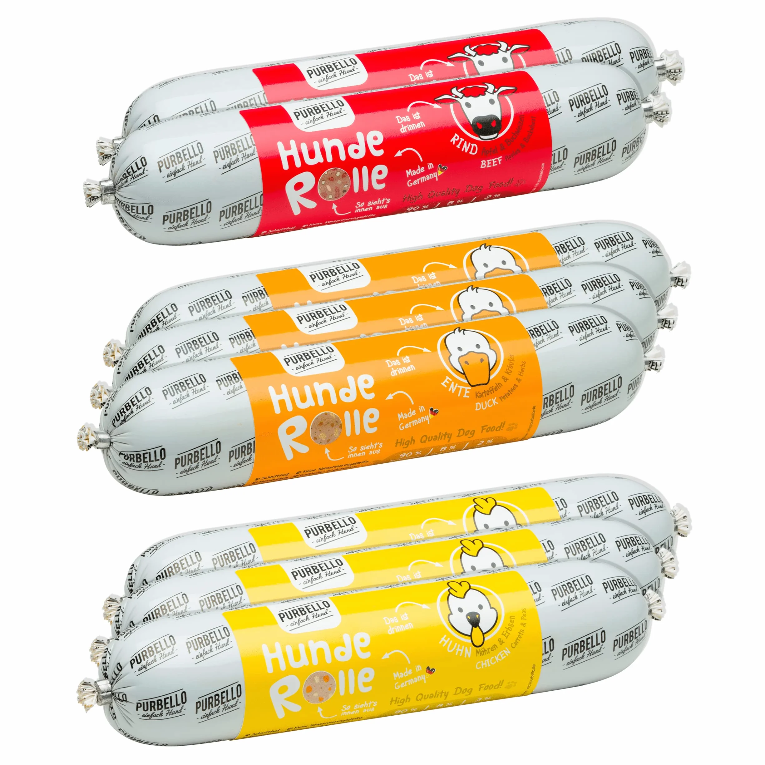 Purbello Kiełbasa dla Psa, Kurczak/Kaczka/Wołowina, 3.2 kg