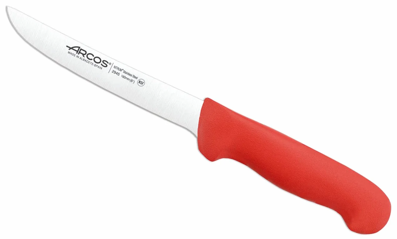 Arcos 294522 seria 2900-boning nóż nóż nitrm 160 mm (6,30 cala) - uchwyt polipropylenowy czerwony kolor, stal nierdzewna 18/8
