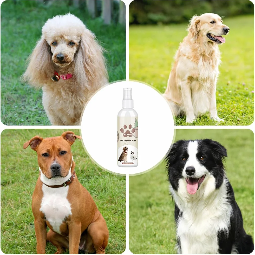 Aomig Dezodorator dla psów w sprayu eliminator zapachów zwierząt domowych dezodorant w sprayu profesjonalny spray perfumowany dla kotów spray do pielęgnacji zwierząt domowych smak brzoskwiniowy