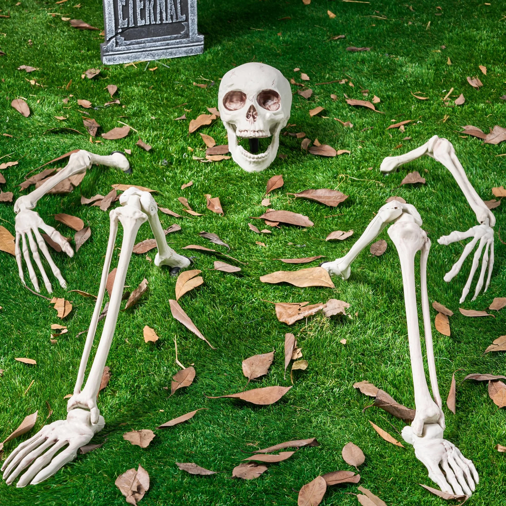 JOYIN 5 szt. naturalnej wielkości, szkielet, słupki, dekoracje na Halloween, szkielet całego ciała, podwórko, realistyczne słupki na podwórko, trawnik, ogród, na Halloween, podwórko, dekoracje
