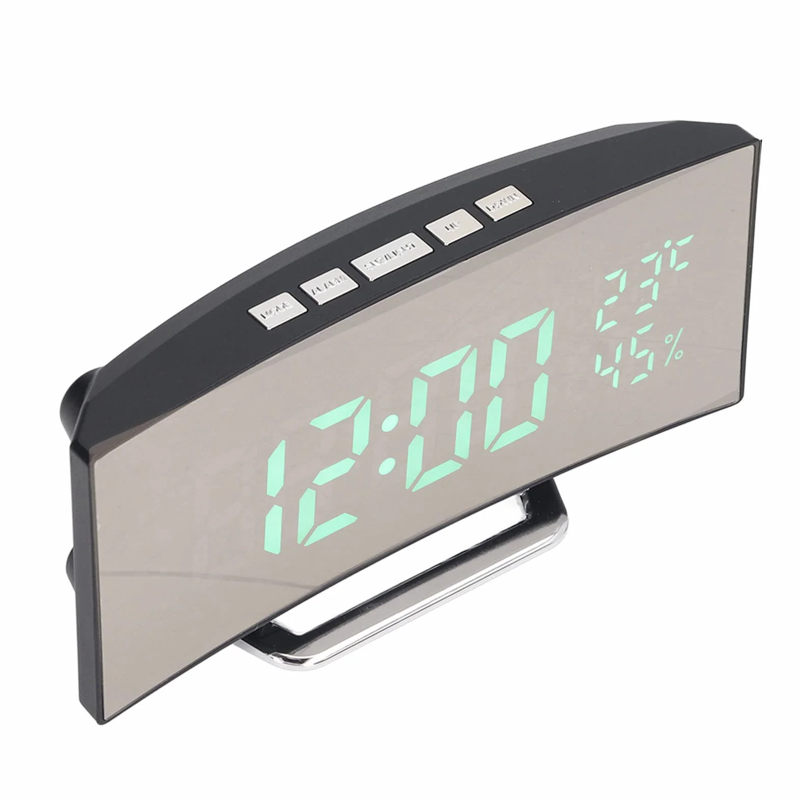 Fdit Cyfrowy Zegar LED, Podwójny Wyświetlacz 12H/24H z Monitorem Temperatury i Wilgotności, Automatyczne Przyciemnianie Trybu Nocnego, Alarm z funkcją Drzemki, Duży Ekran do Domowego (zielone światło)
