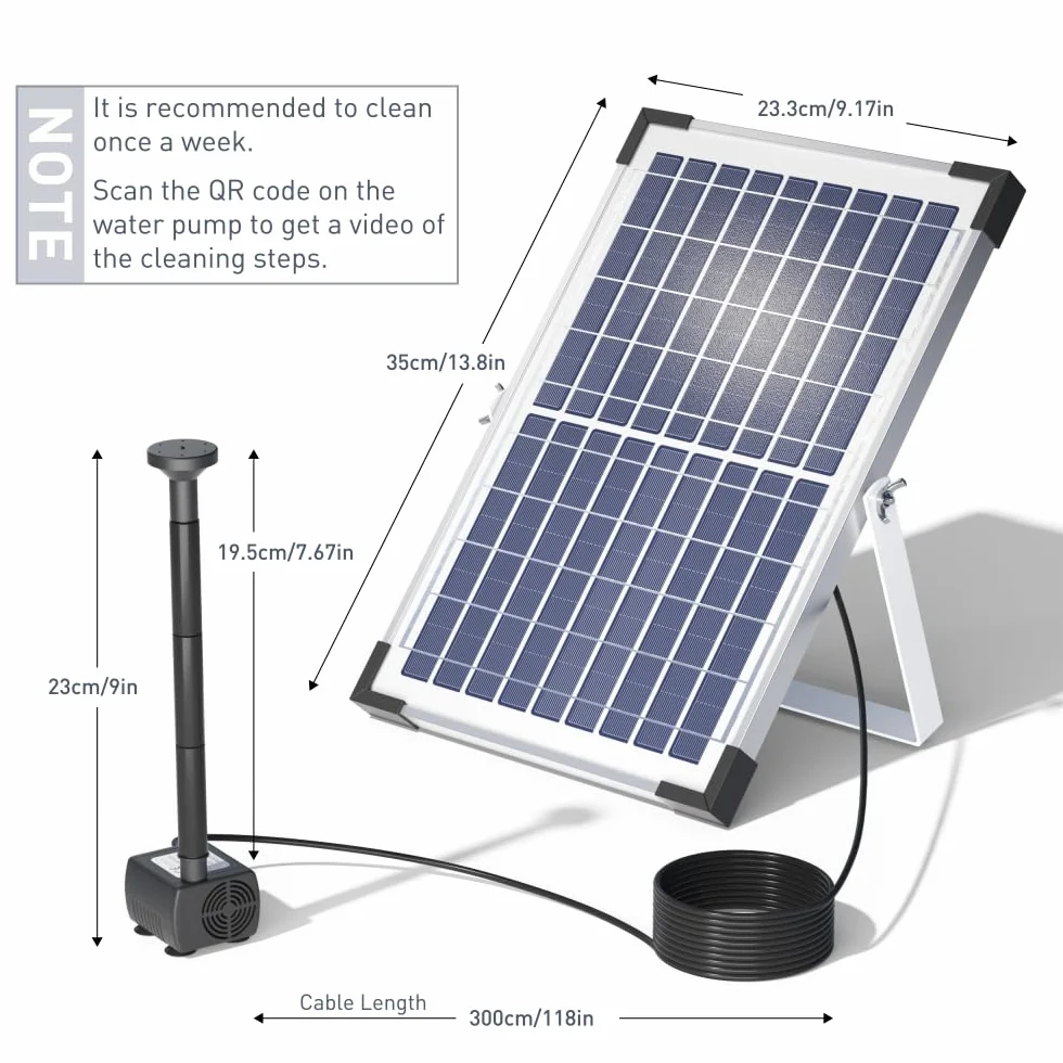 Słoneczna pompa wodna, 10W Solar Wody Wysokość 200 cm,z panelem słonecznym i 3 dyszami do kąpieli ptaków, akwarium, mały staw, ogród