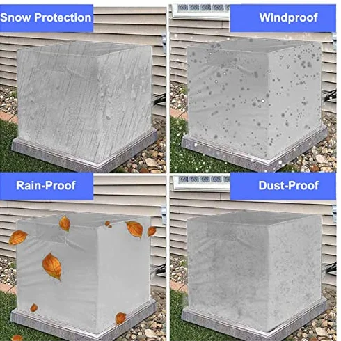 Square Air Conditioner Cover, 3 Sizes Anti-Dust Anti-Snow Waterproof Dustproof Sunproof Window Air Conditioner Protects with Tie Rope for Home Outdoor Use(Silver)[#3 94 * 40 * 73cm]