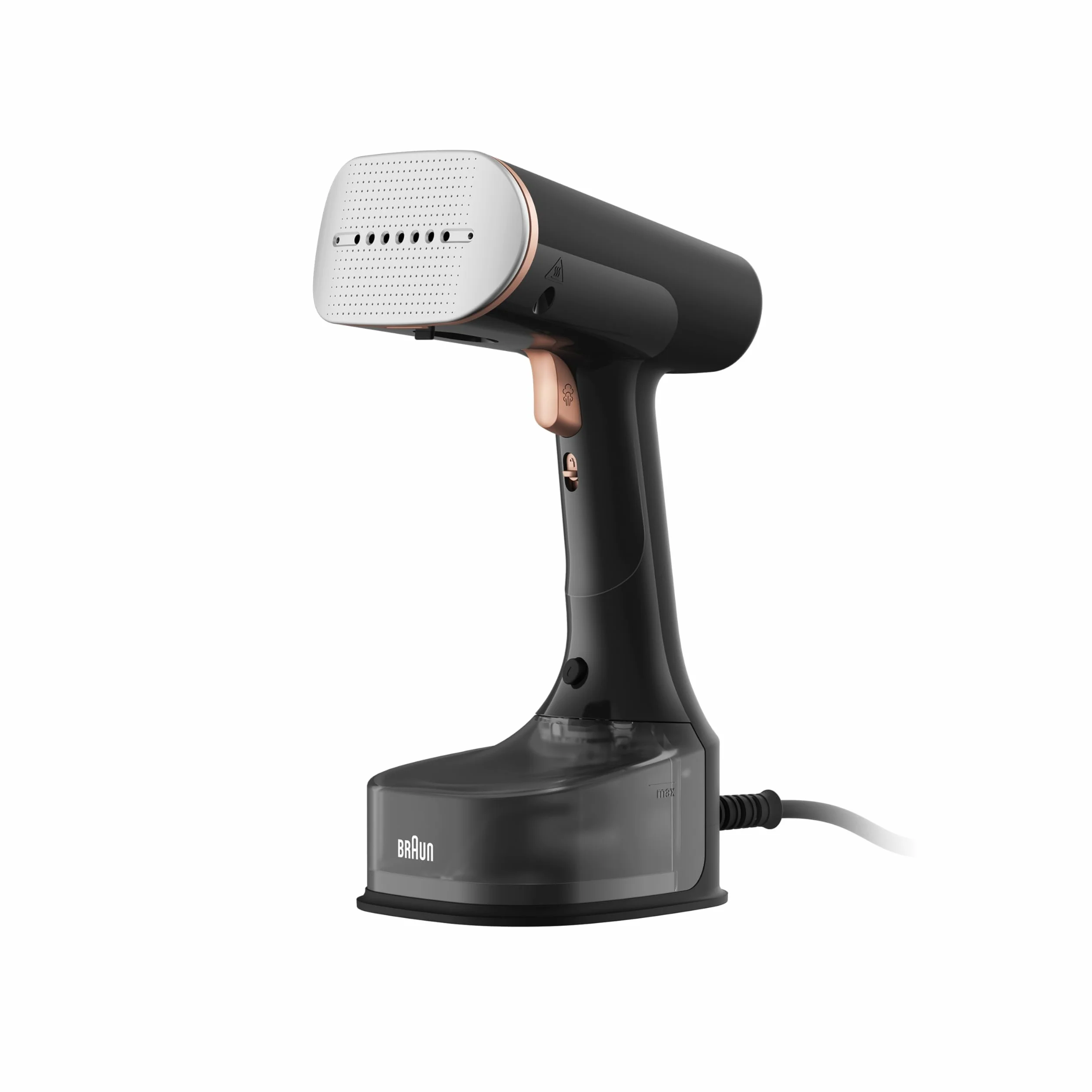Braun QuickStyle 7 GS7077BK pionowa prasownica 3D Dual FreeGlide z podgrzewaną płytą grzewczą, szybkie nagrzewanie, para 35 g/min, pojemność 250 ml, kabel 3 m, 1600 W, czarny