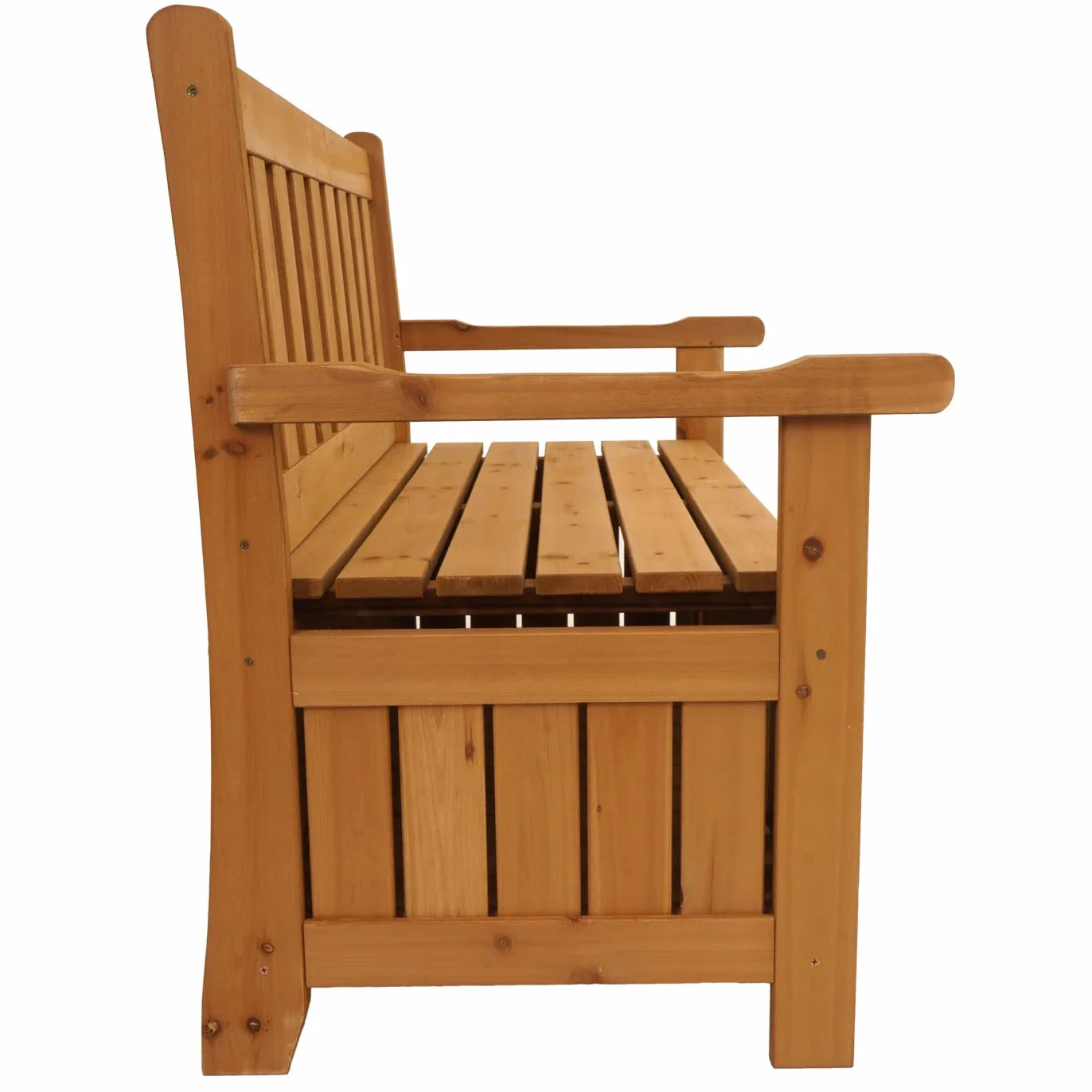 Mendler Ławka ogrodowa HWC-L68 z miejscem do przechowywania Jodła Drewno MVG 114 cm Brązowy