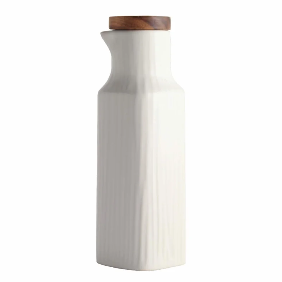 Ceramiczny dozownik oleju 300 ml, butelka oleju bez kapania, dozownik oliwy z oliwek, pojemnik na przyprawy z pokrywką