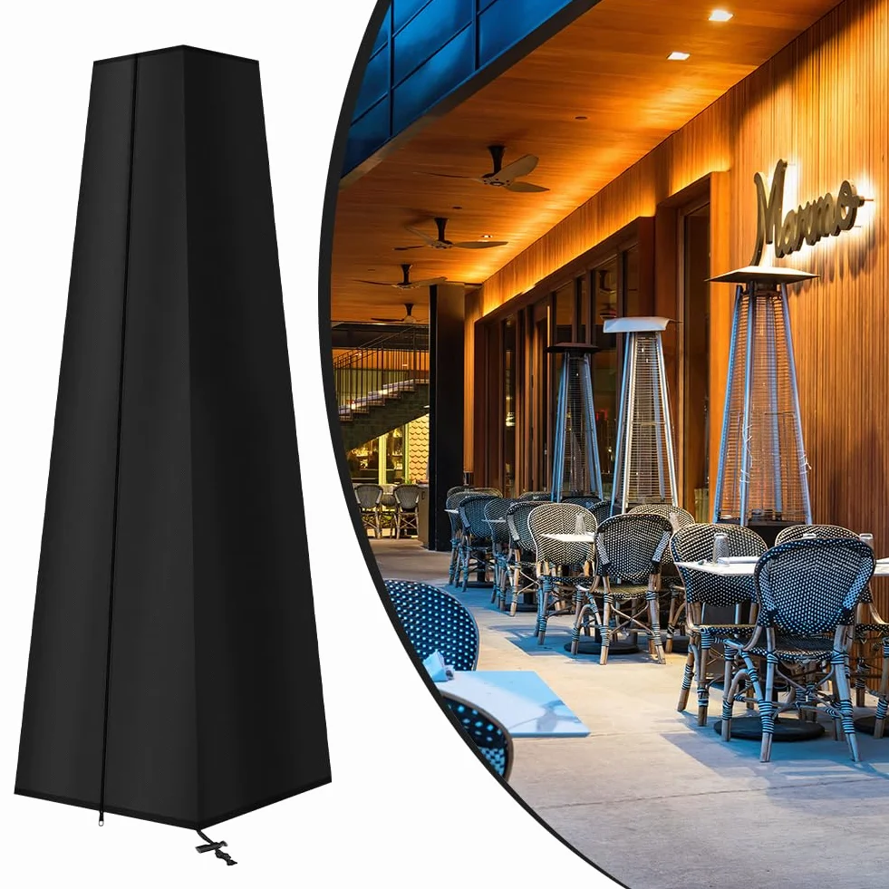 AOOWU Wodoodporny pokrowiec ochronny na taras, 210D Oxford Heater Cover with Cordn and Long Zipper, Protective Cover For Pyramidal Terrace Fiers (221X61X53CM)