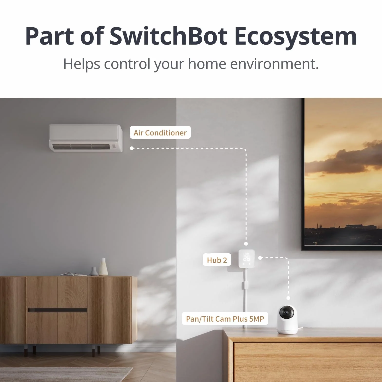 SwitchBot Kamera wewnętrzna 3K/5MP - Pan/Tilt Baby & Pet Monitor, 2,4 G Wi-Fi, noktowizor, 2-drożny dźwięk, śledzenie 360°, tryb prywatności, Alexa, Cloud & SD Storage.