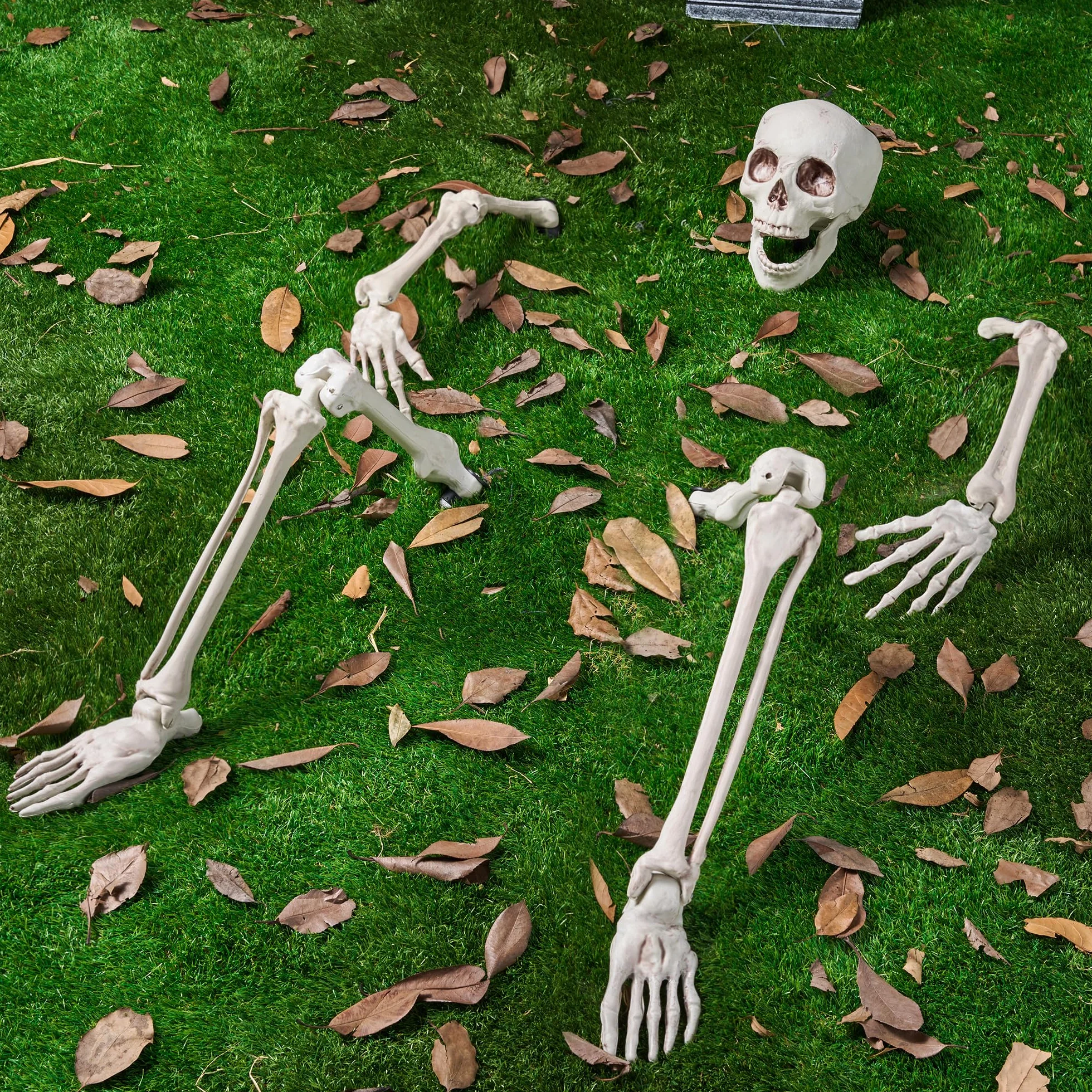 JOYIN 5 szt. naturalnej wielkości, szkielet, słupki, dekoracje na Halloween, szkielet całego ciała, podwórko, realistyczne słupki na podwórko, trawnik, ogród, na Halloween, podwórko, dekoracje