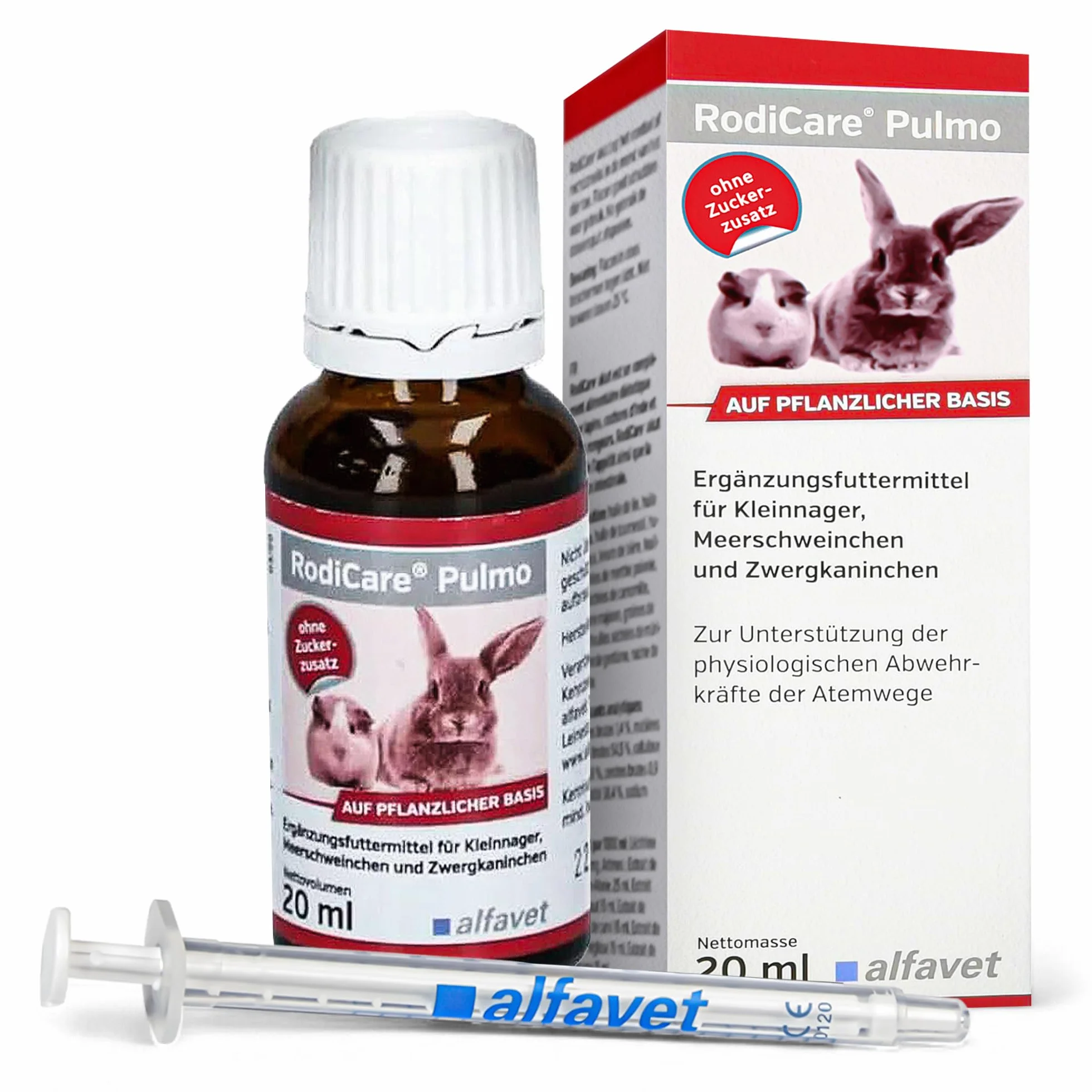 alfavet RodiCare Pulmo 20 ml pasza uzupełniająca dla świnek morskich strzykawka dozująca