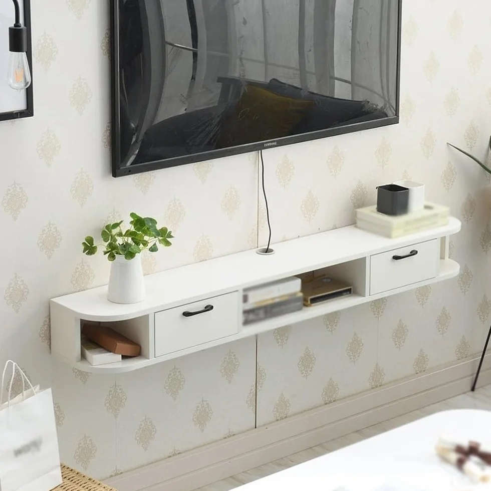 Konsola telewizyjna Wiszący stojak pod telewizor, szafka ścienna pod telewizor do salonu, jadalni, sypialni stolik pod telewizor w salonie(Natural)