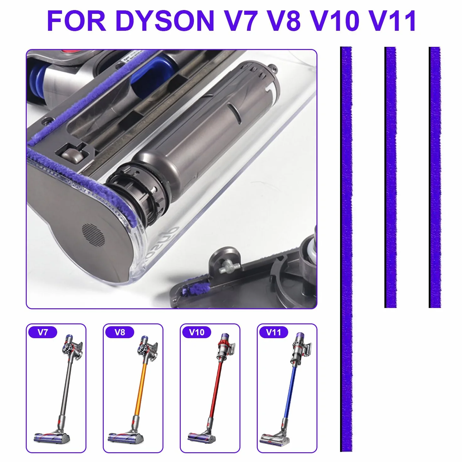 Miękkie pluszowe paski, akcesoria do odkurzacza Dyson V6, V7, V8, V10, V11, V12, miękka głowica rolkowa, części zamienne