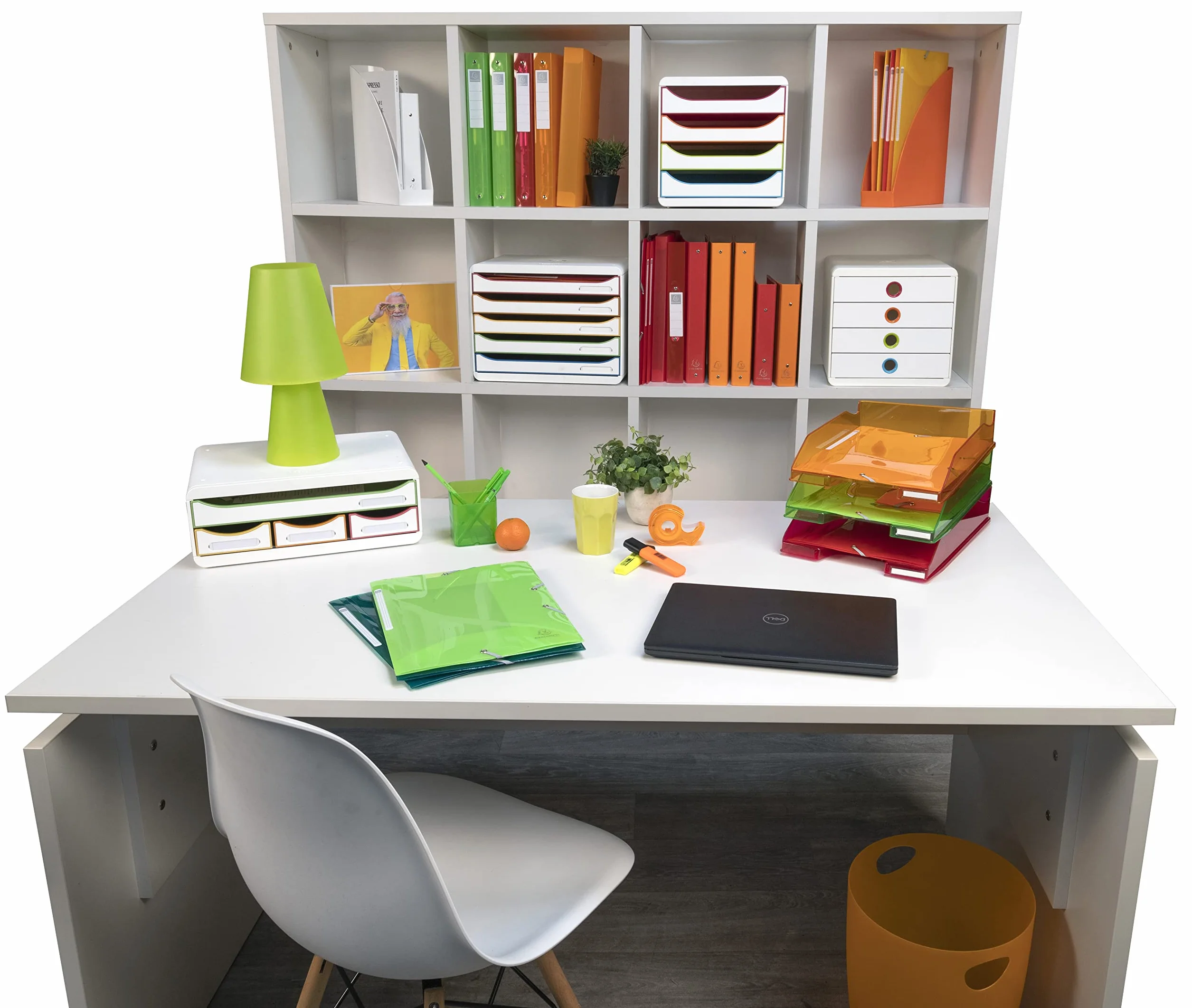 Exacompta 308913D Szafka na dokumenty BIG-BOX PLUS HORIZON, 5 szuflad na dokumenty A4+, wymiary zewnętrzne: 27 x 35,5 x 27,1 cm, 1 sztuka kolor biały/harlekin/biały
