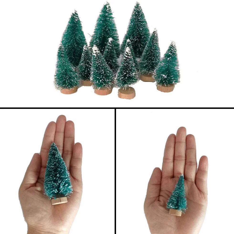 (3,5/4,5/6,5/8,5 cm) 50 szt. mini choinka sztuczna choinka stół choinka mała choinka choinka choinka choinka mała choinka z efektem śniegu, zielona dekoracja bożonarodzeniowa Boże Narodzenie dekoracja stołu majsterkowanie okno wystawowe