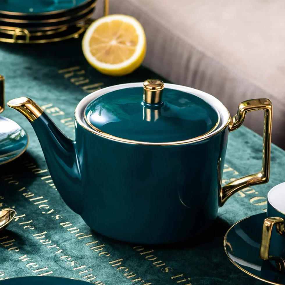 Dzbanek do mokki, zielona glazura dzbanek do kawy ceramiczny czajniczek Drinkware królewskie wesele narzędzia zestaw garnków do herbaty zastawa stołowa prezenty, dzbanek do herbaty Present