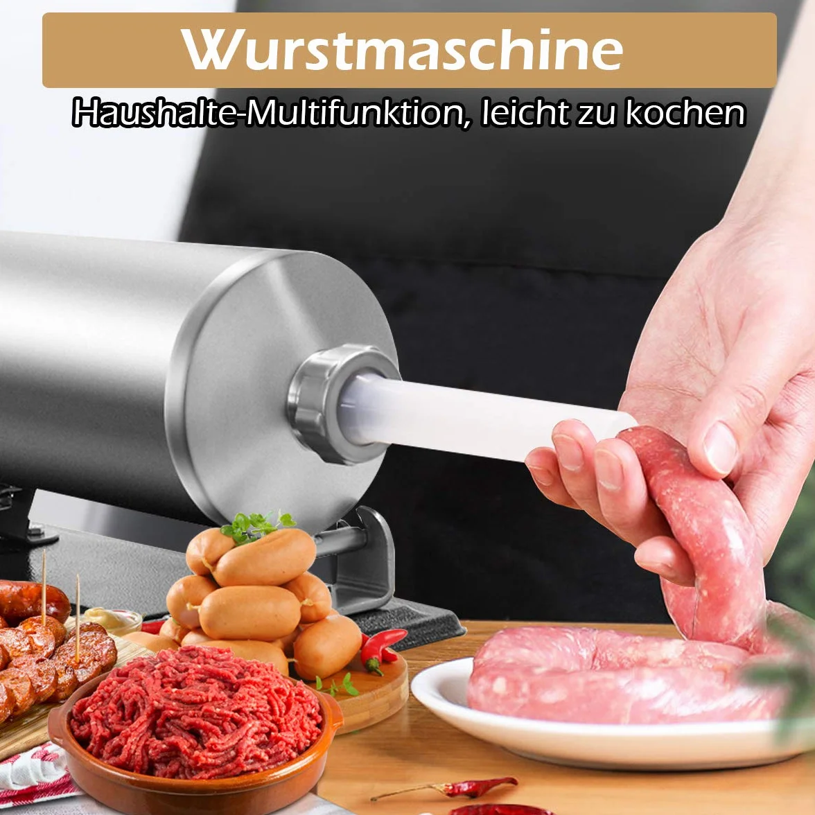 COSTWAY przyrząd do kiełbasy, wypełniacz do kiełbasy, z 4 rurami do napełniania, stal nierdzewna, 4kg