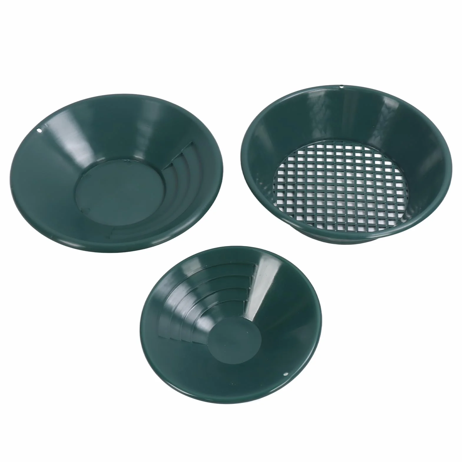 3 szt. Zestaw do Płukania Złota dla Dorosłych, Plastikowy Ręczny Okrągły Złoty Poszukiwacz Złota Miska do Mycia Złota Miska do Pogłębiania Złota Sprzęt do Wydobycia Złota