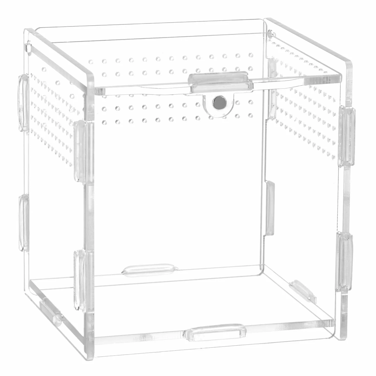 QWORK® pudełko do karmienia gadów z akrylu, przezroczysty akrylowy terrarium do owadów, 9,5 x 9 x 9 cm dla modliszek, pająków, jaszczurek, ślimaków