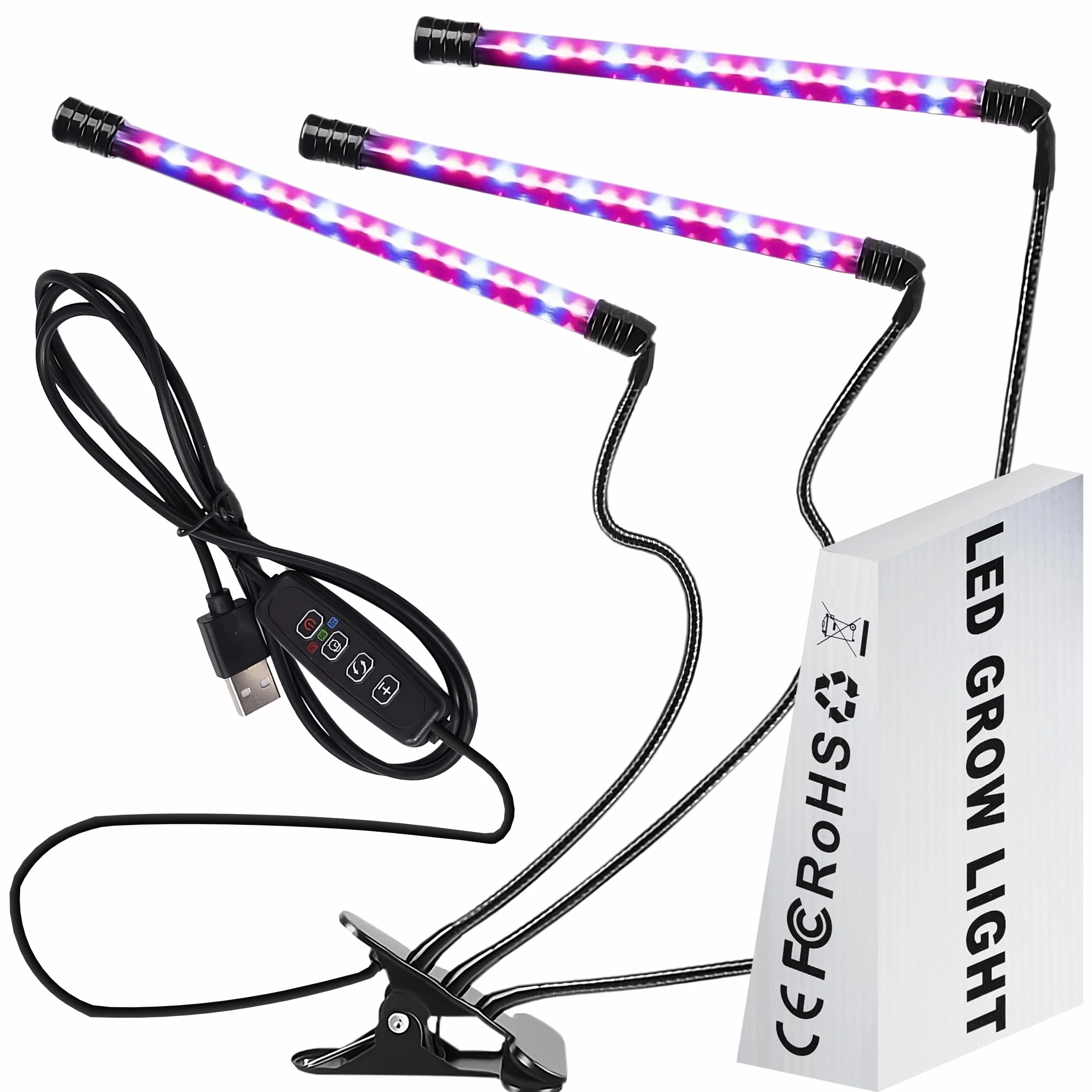 Retoo Lampa LED z pełnym spektrum światła, lampa biurkowa do szklarni i roślin pokojowych, 60 diod LED, pilot zdalnego sterowania, sterowanie wierszem, światło do wzrostu z timerem