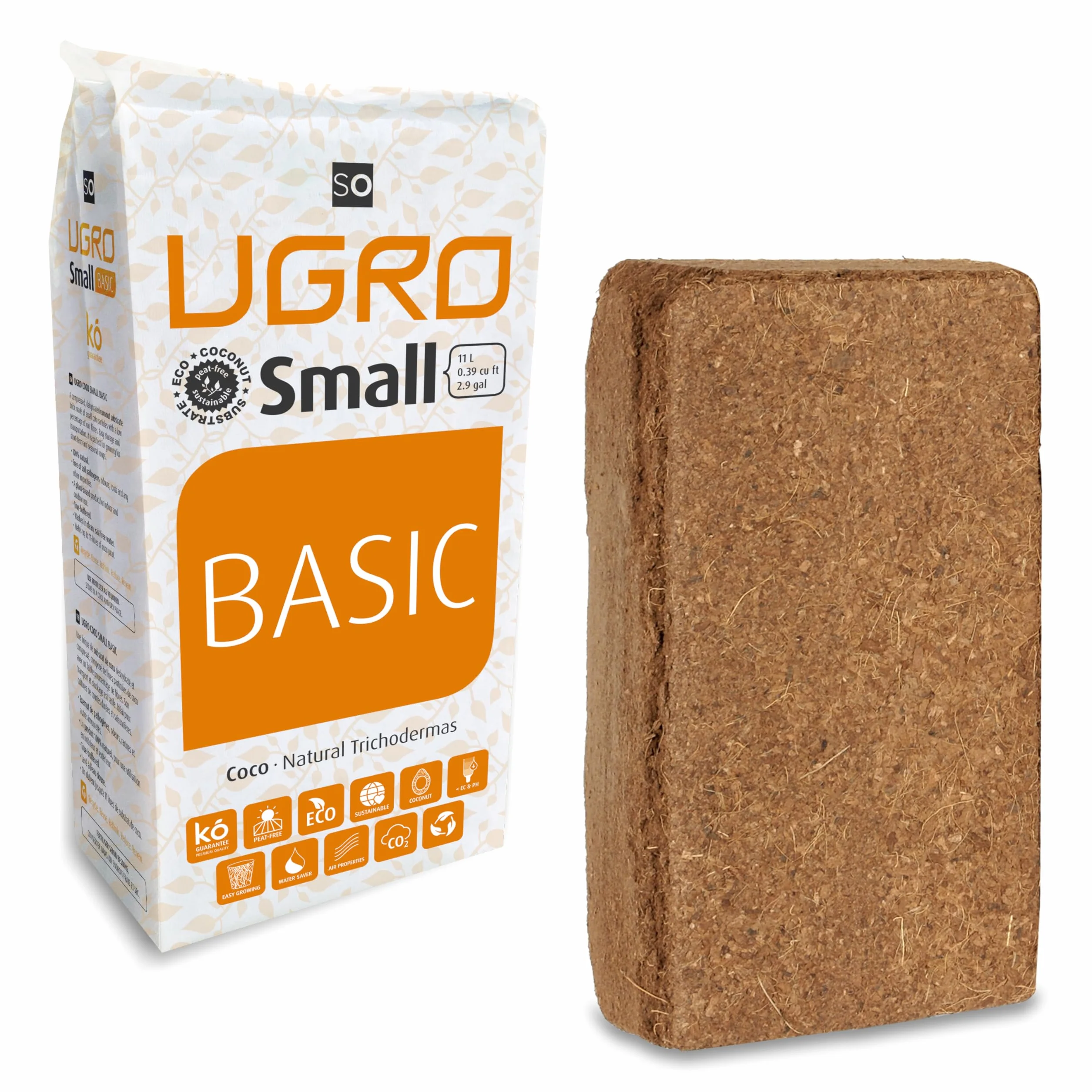 Podłożenie/blok/cegła z suszonego włókna kokosowego U-Gro Small (750 g - 11 l)