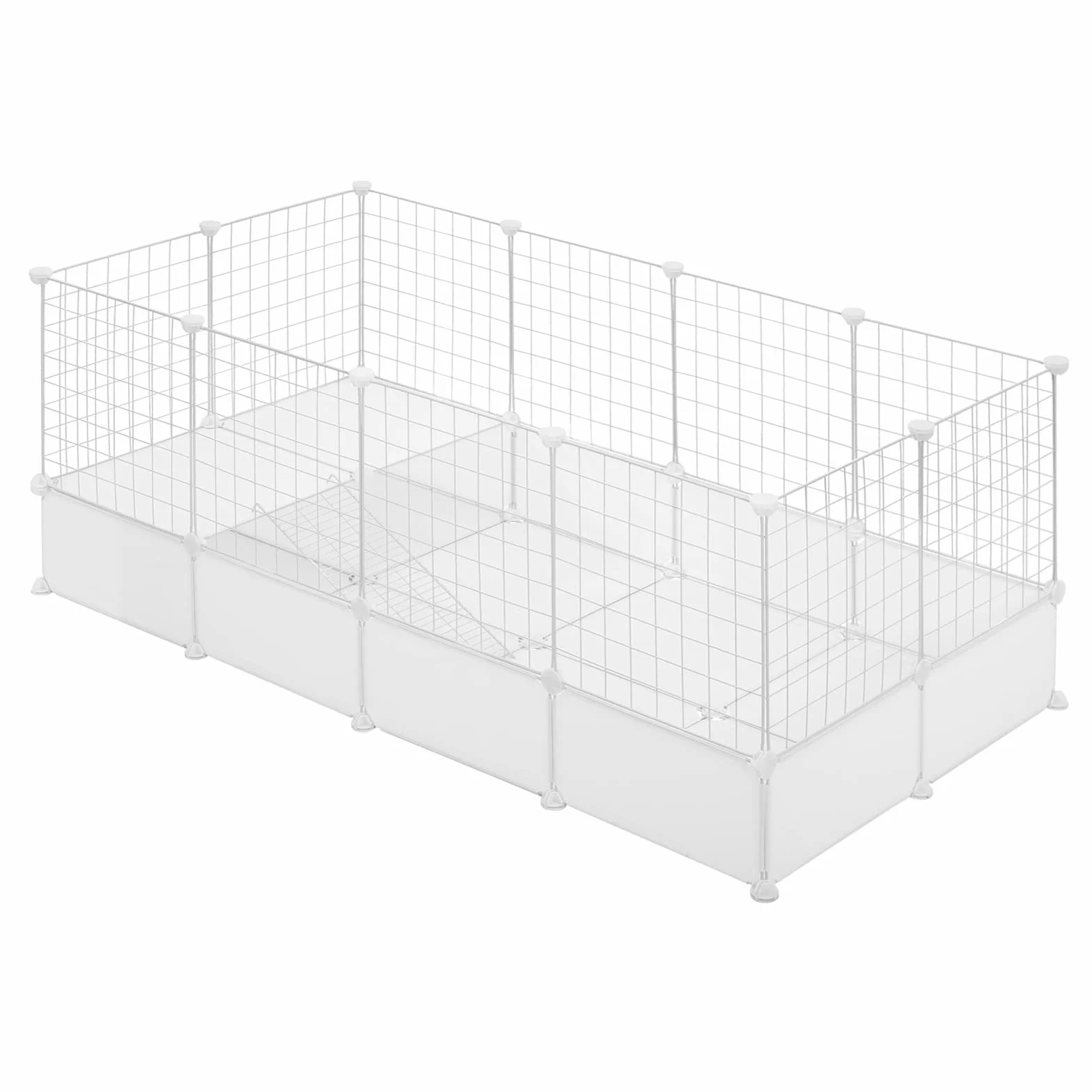 EUGAD Wybieg dla królików i świnek morskich – Kojec z twardym dnem 142 x 53 x 71 cm Biały
