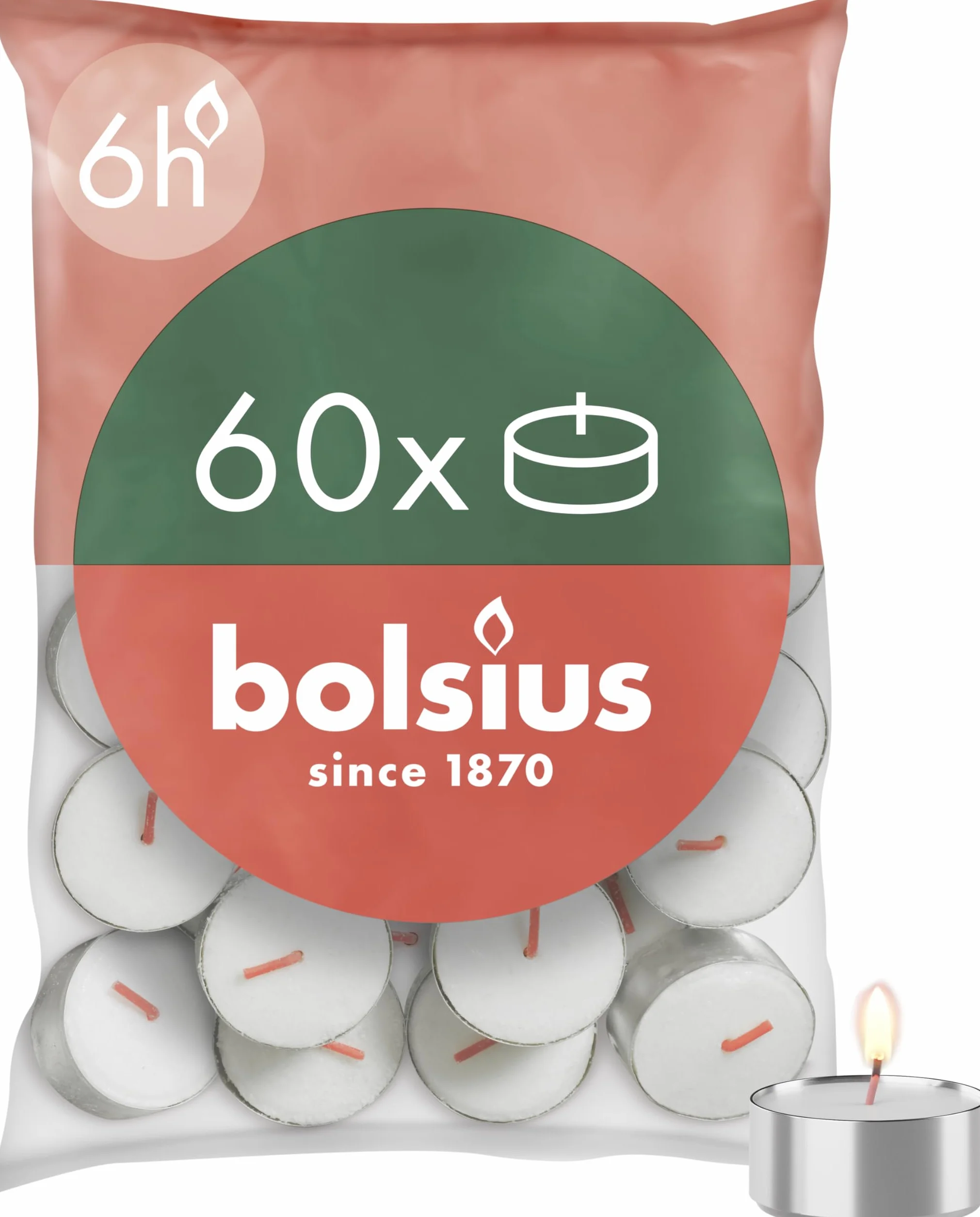Bolsius D-light podgrzewacze – 60 sztuk – w worku – długość palenia 6 godzin – dekoracyjne świece domowe – białe – zawierają naturalny wosk roślinny – bez oleju palmowego