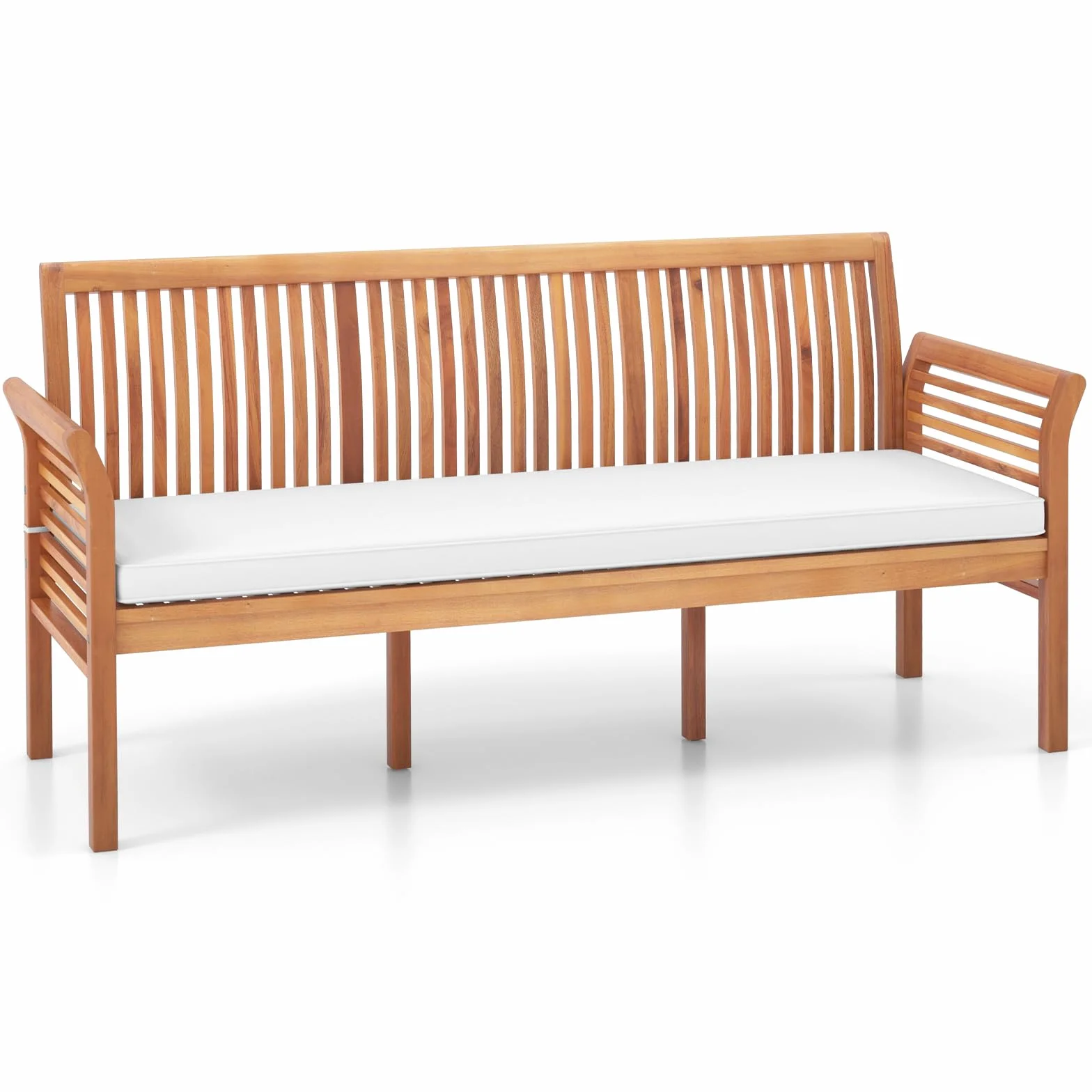 COSTWAY Ławka Ogrodowa z Drewna Akacjowego, Poduszką do Siedzenia, 3-Osobowa Sofa Ogrodowa, Balkonowa, Obciążenie 540 kg, Parkowa na Taras, Balkon, Ogrodu, 159