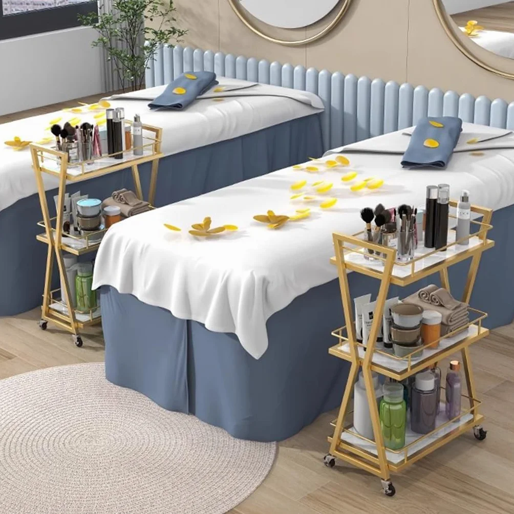 Metalowy wózek do makijażu na kółkach, 3-poziomowy wózek do salonu i spa, wózek do manicure, dla profesjonalistów kosmetycznych, akcesoria do włosów i paznokci, do przechowywania, mobilny wózek na