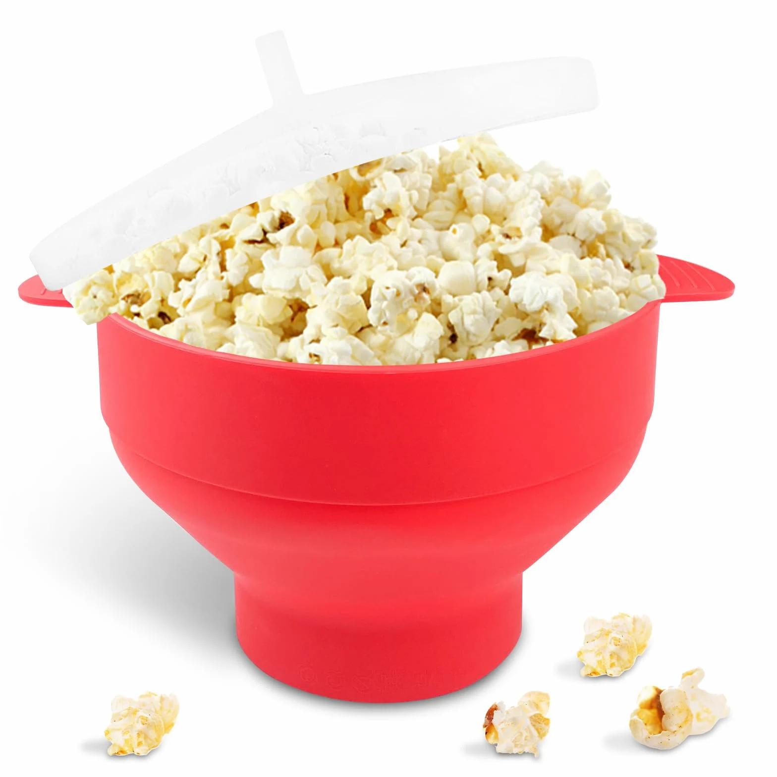 Fousenuk silikonowa popcorn miska z pokrywką czerwony