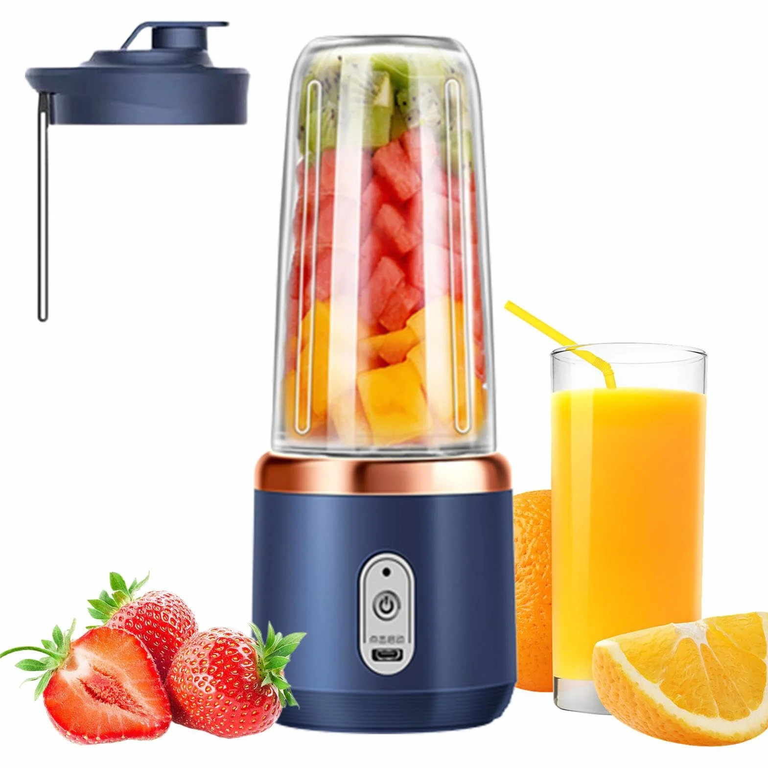 Przenośny blender do soków, sokowirówka ładowana przez USB, blender do owoców, koktajle proteinowe, można mieszać z lodem. Nadaje się do biur, wakacji, domów, siłowni, mieszkań, pikników