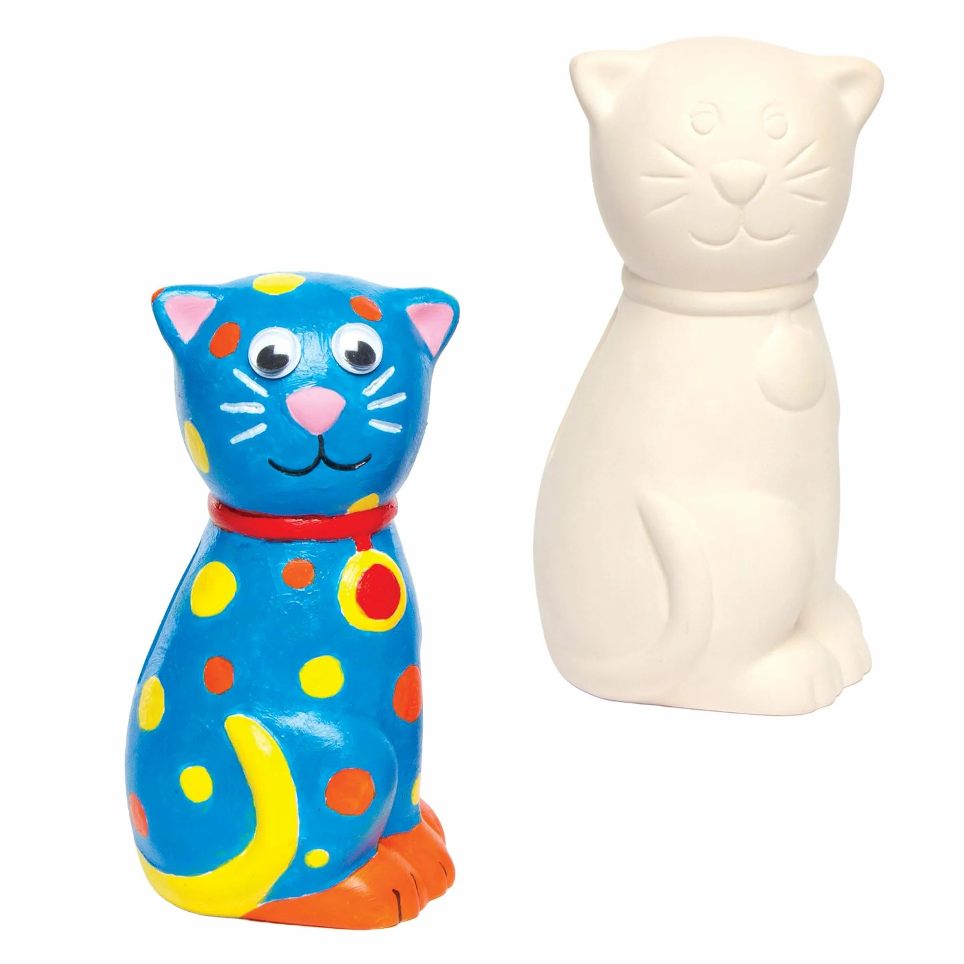Ceramiczna moneta z kotem Baker Ross, skarbonka dla dzieci do malowania, dekoracji i prezentacji, sortowana, (2 sztuki)
